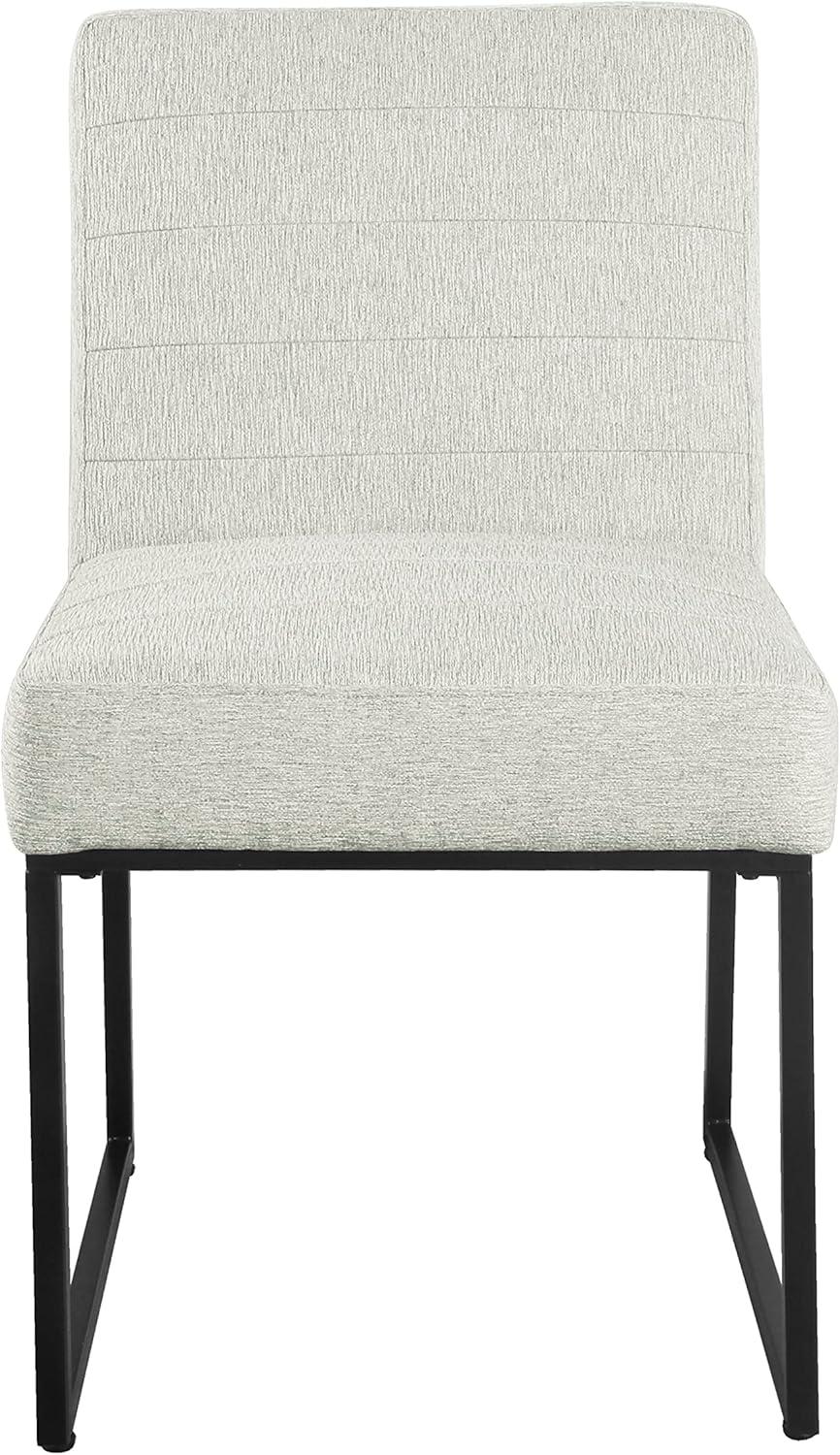 imageHomePop Channeled Metal Dining Chair HomePop Home Dcor Single Pack Brown Faux LeatherGray Woven