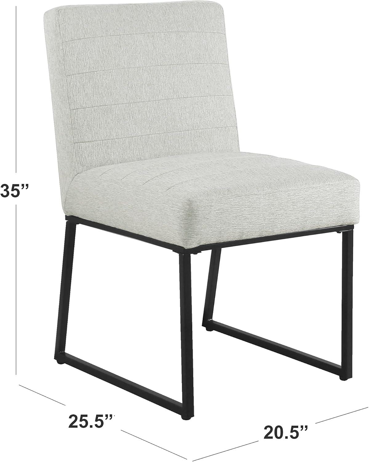 imageHomePop Channeled Metal Dining Chair HomePop Home Dcor Single Pack Brown Faux LeatherGray Woven