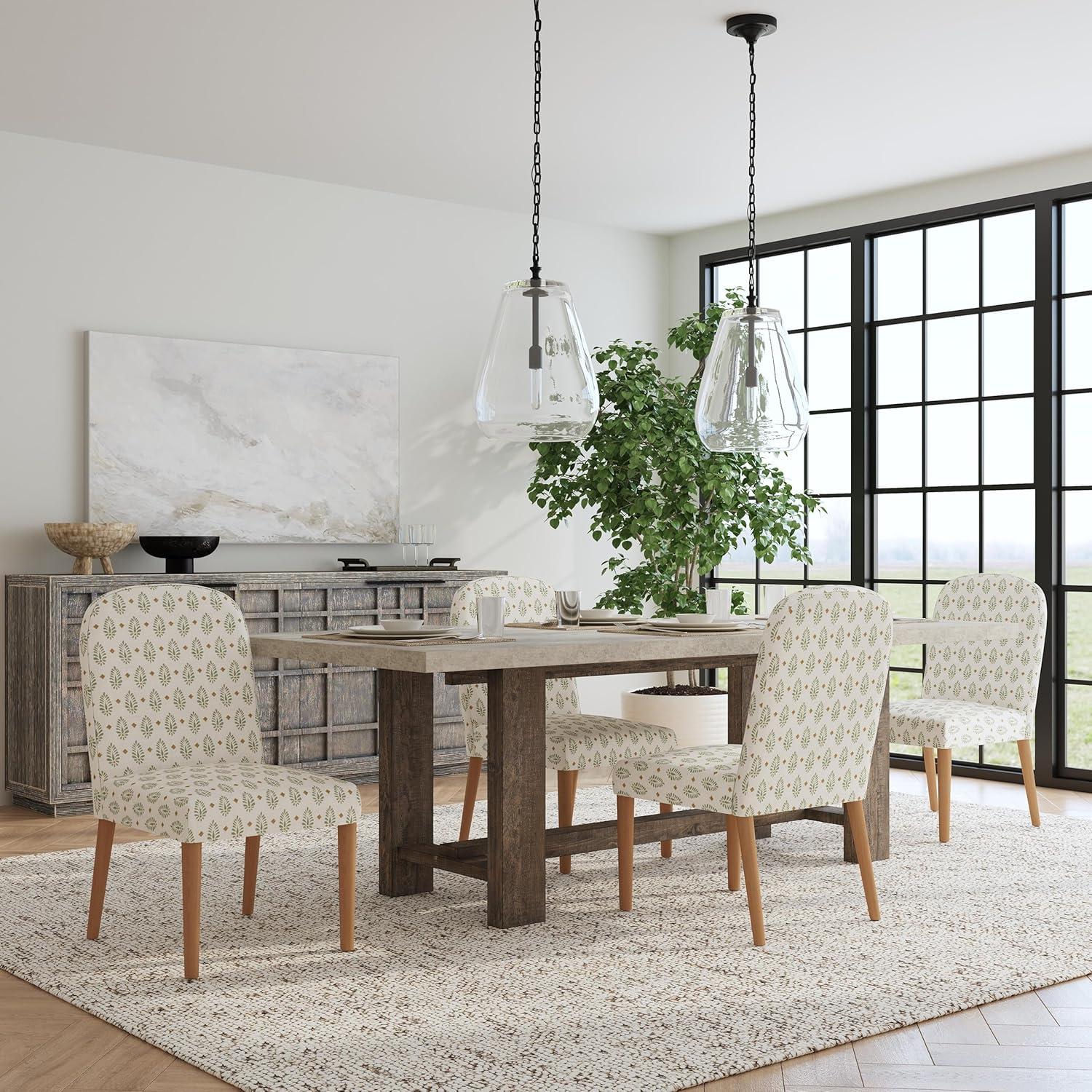 imageHomePop Channeled Metal Dining Chair HomePop Home Dcor Single Pack Brown Faux LeatherSage Paisley Medallion Single Pack