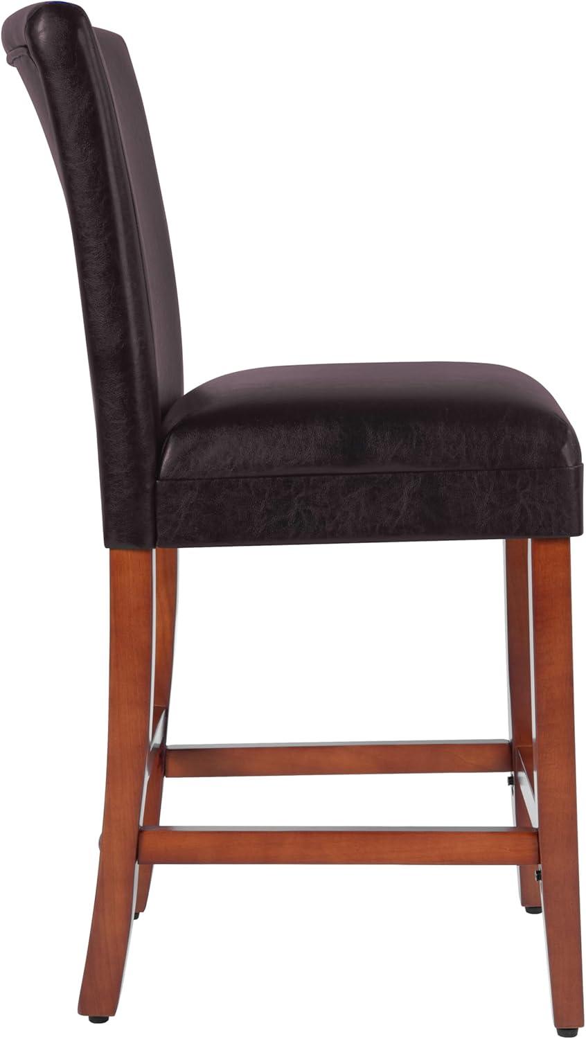imageHomePop Home Decor Classic Counter Height Bar Stool Set of 1 Faux Leather Upholstered 24 Inch Decorative Home Furniture Brown Faux Leather