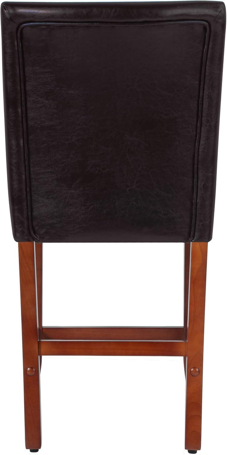 imageHomePop Home Decor Classic Counter Height Bar Stool Set of 1 Faux Leather Upholstered 24 Inch Decorative Home Furniture Brown Faux Leather