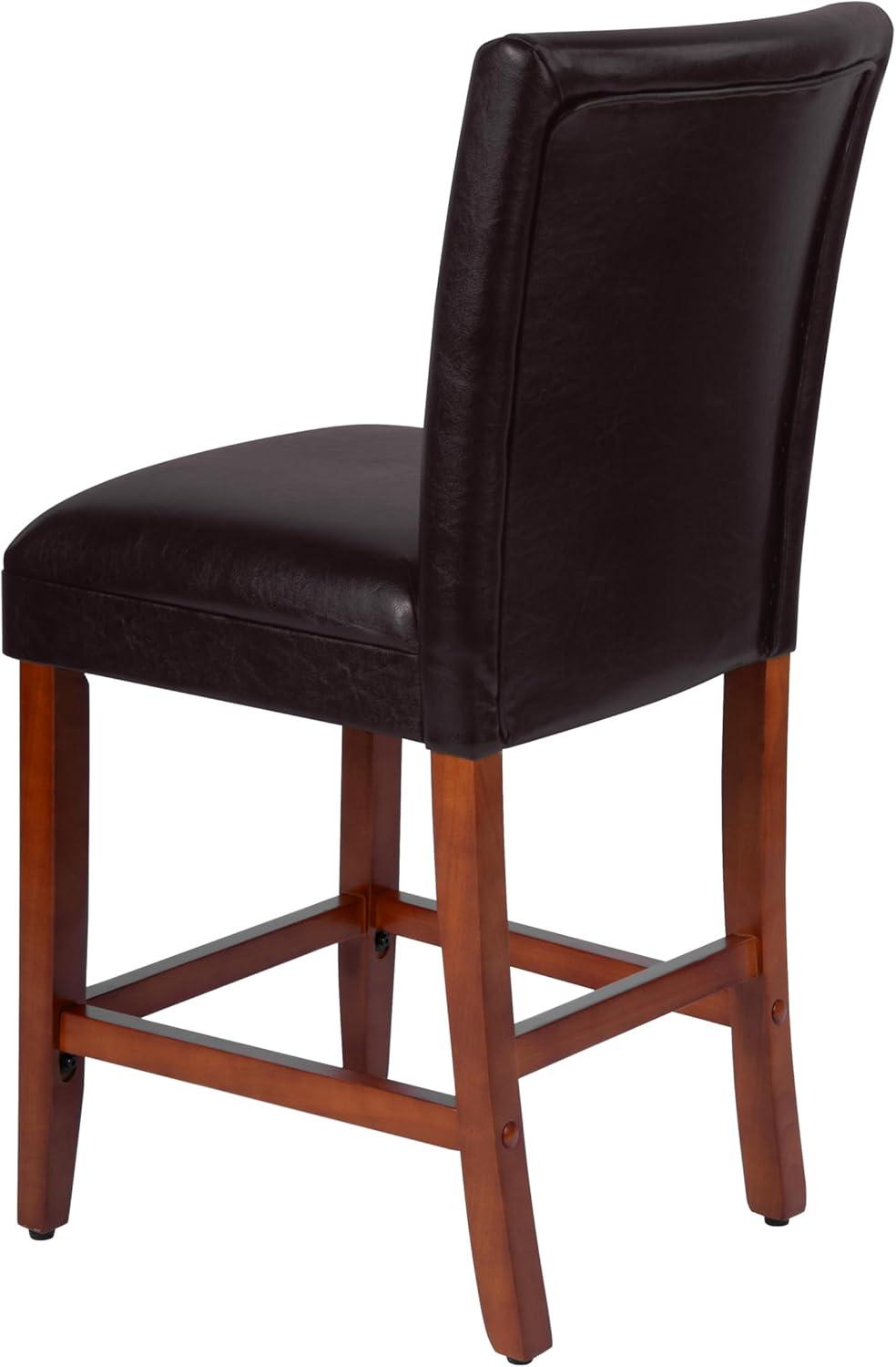 imageHomePop Home Decor Classic Counter Height Bar Stool Set of 1 Faux Leather Upholstered 24 Inch Decorative Home Furniture Brown Faux Leather