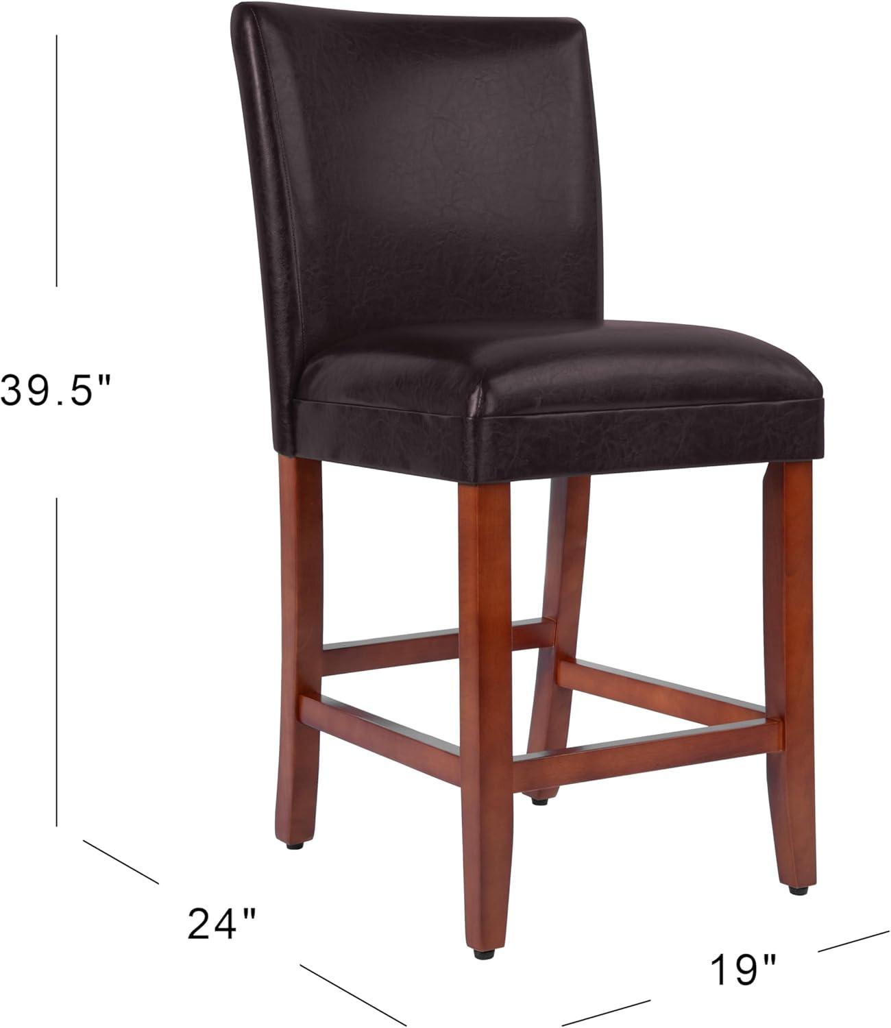 imageHomePop Home Decor Classic Counter Height Bar Stool Set of 1 Faux Leather Upholstered 24 Inch Decorative Home Furniture Brown Faux Leather