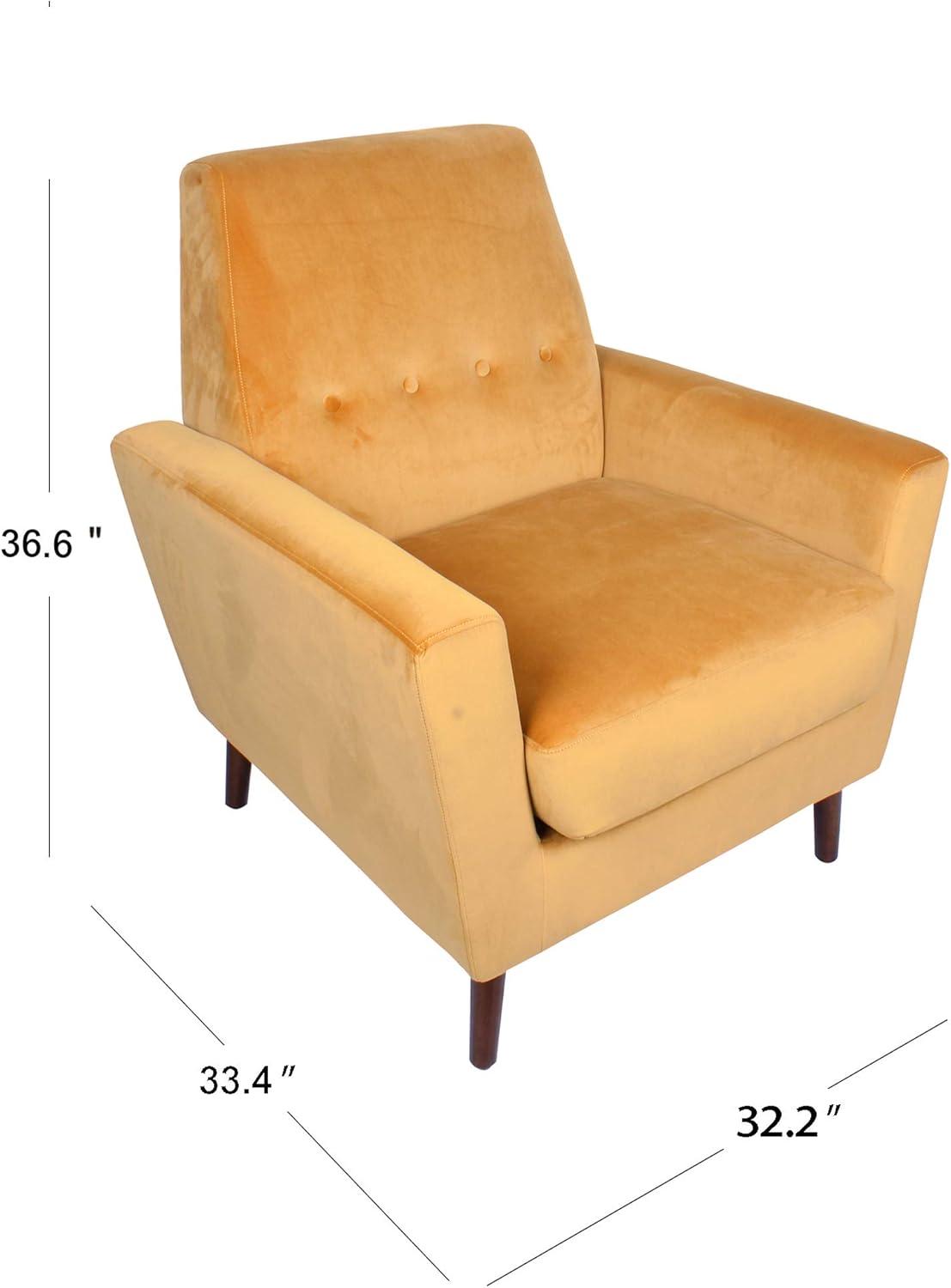 imageHomePop Mid Century Modern Accent Chair with Button Tufting Yellow