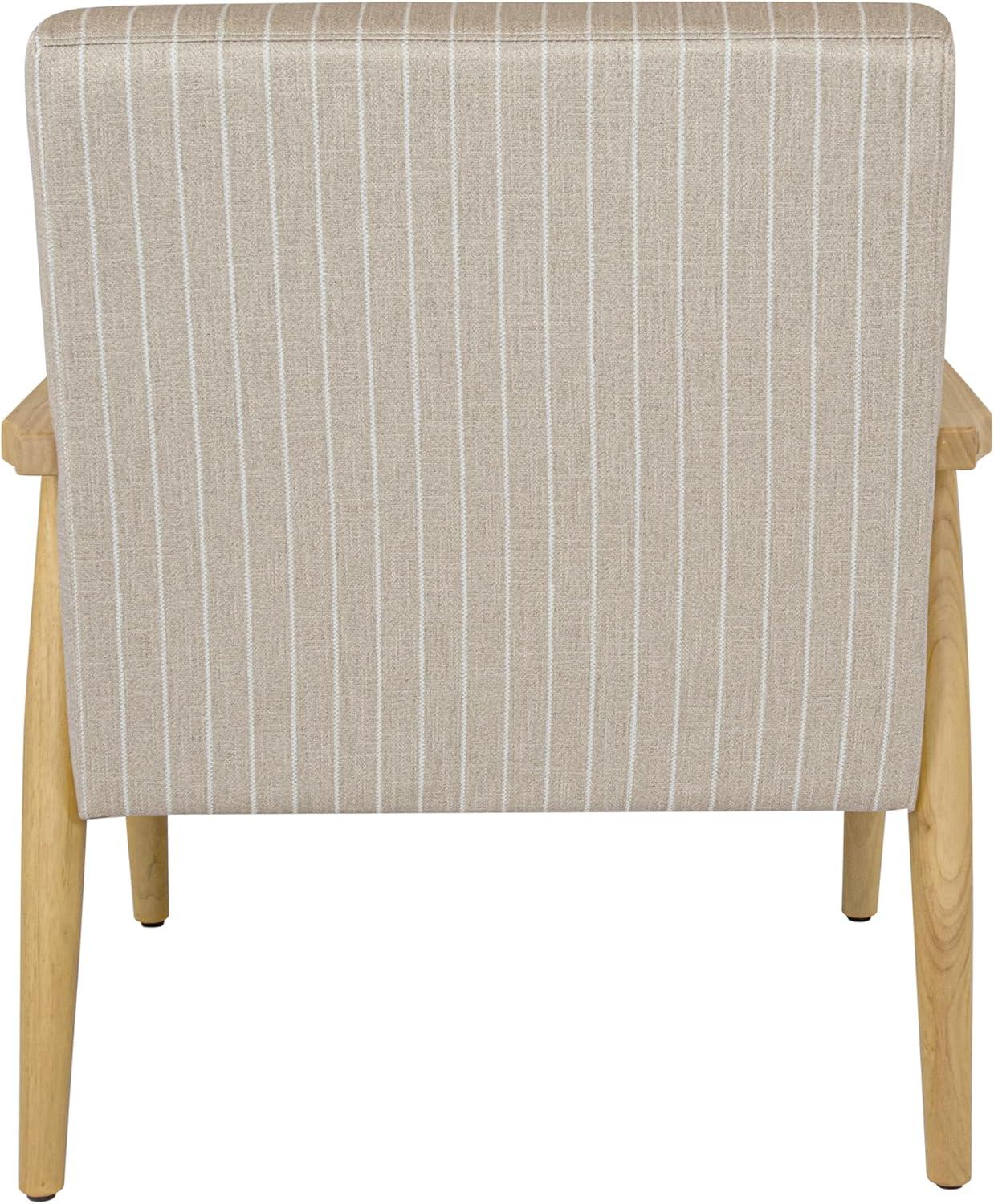 imageHomePop MidCentury Accent ChairUpholstered Armchair with Wood Armrest and Wood LegsAccent Chairs for Living Room amp Bedroom Decorative Home Furniture Beige StripeBeige Stripe