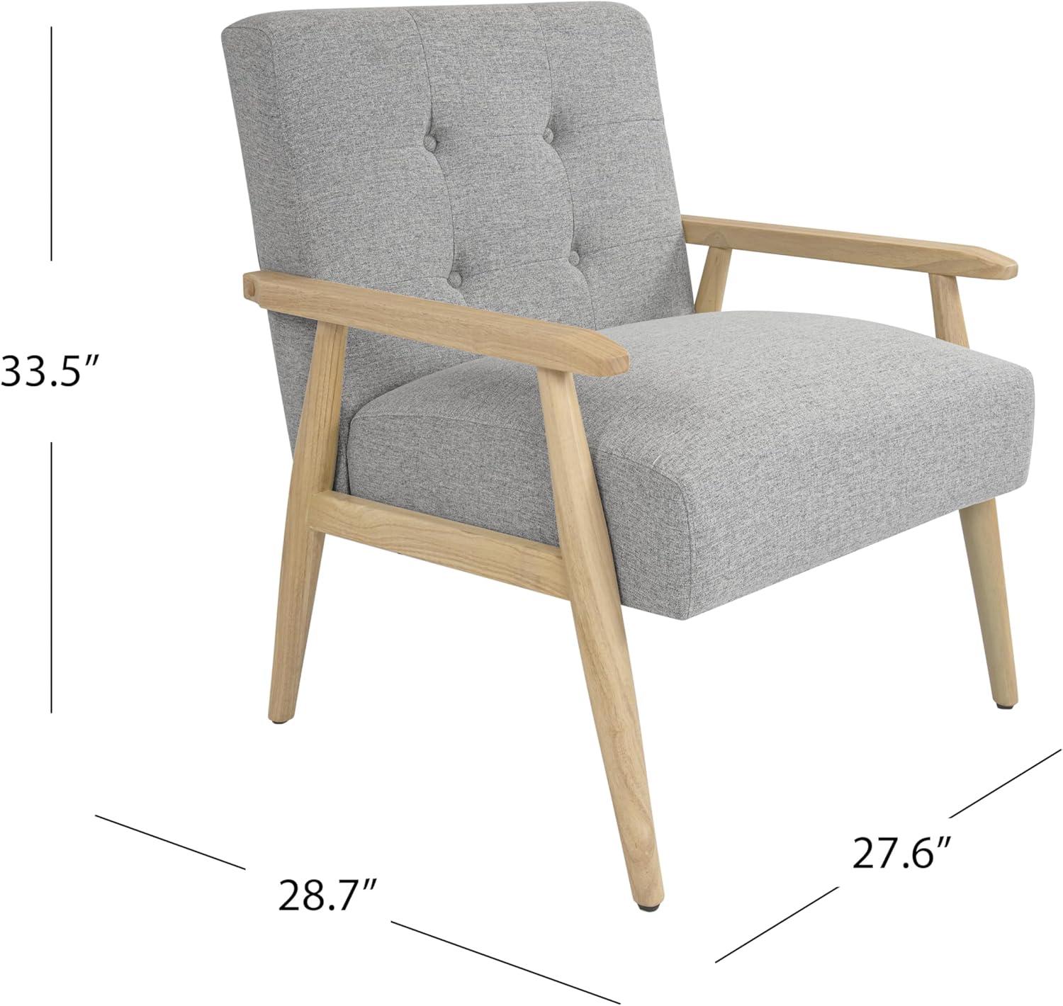 imageHomePop MidCentury Accent ChairUpholstered Armchair with Wood Armrest and Wood LegsAccent Chairs for Living Room amp Bedroom Decorative Home Furniture Beige StripeLight Gray Solid Woven