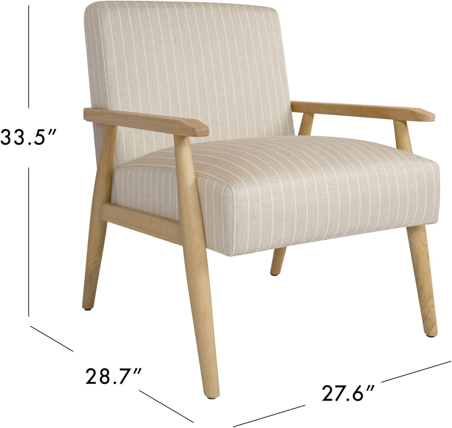 imageHomePop MidCentury Accent ChairUpholstered Armchair with Wood Armrest and Wood LegsAccent Chairs for Living Room amp Bedroom Decorative Home Furniture Beige StripeBeige Stripe