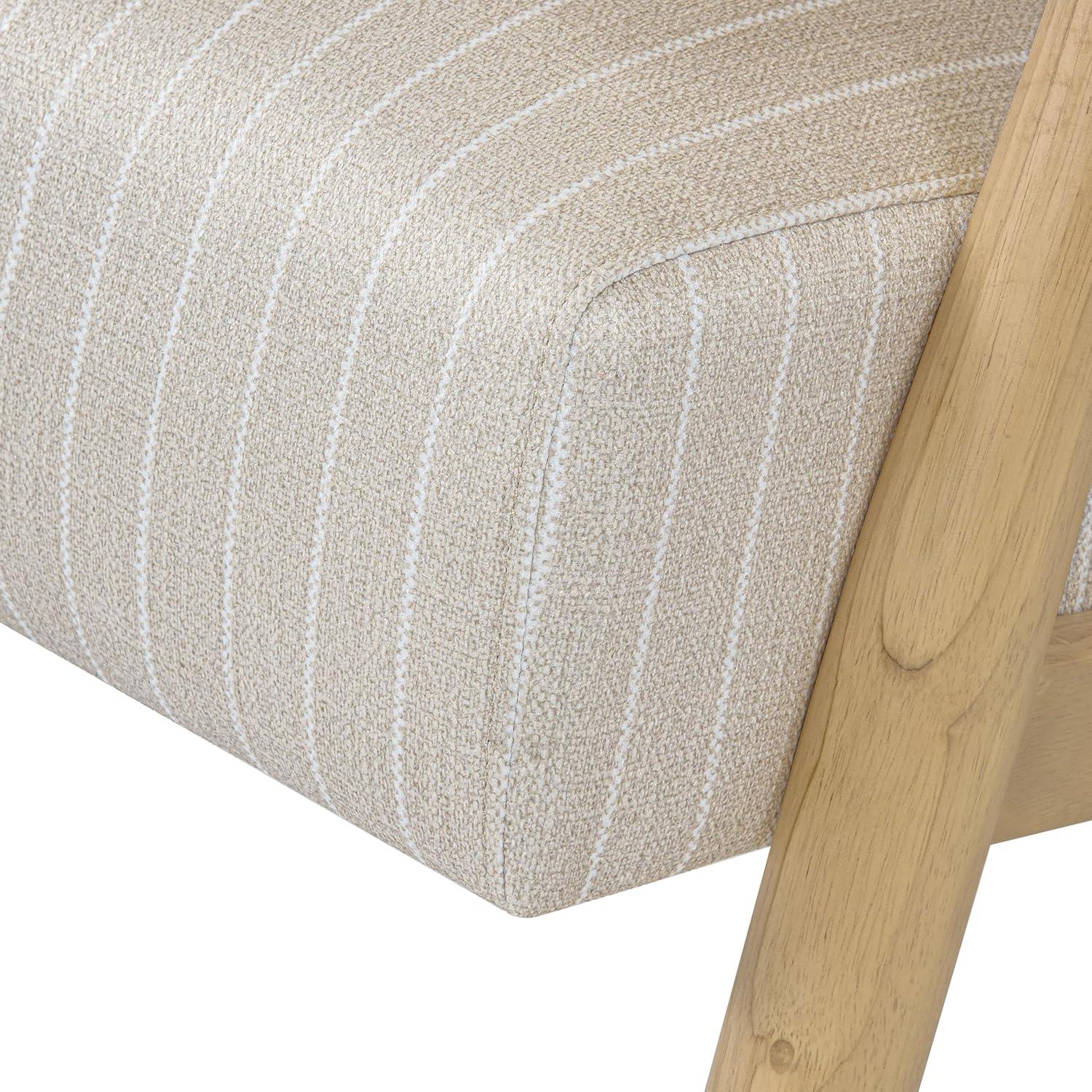 imageHomePop MidCentury Accent ChairUpholstered Armchair with Wood Armrest and Wood LegsAccent Chairs for Living Room amp Bedroom Decorative Home Furniture Beige StripeBeige Stripe