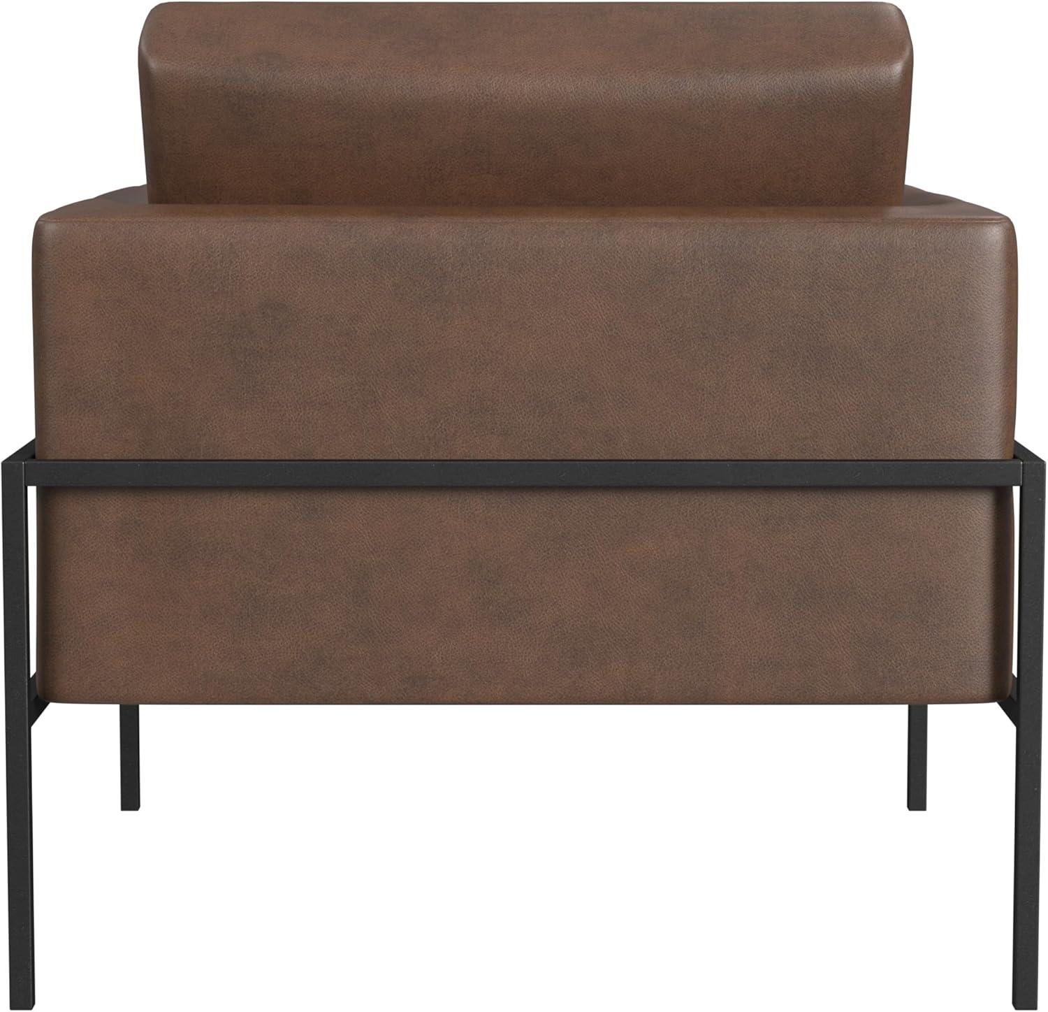 imageHomePop Modern Metal Frame Accent ChairHomepop Home DcorAccent Chairs for Living Room amp Bedroom Carmel Faux LeatherBrown Faux Leather