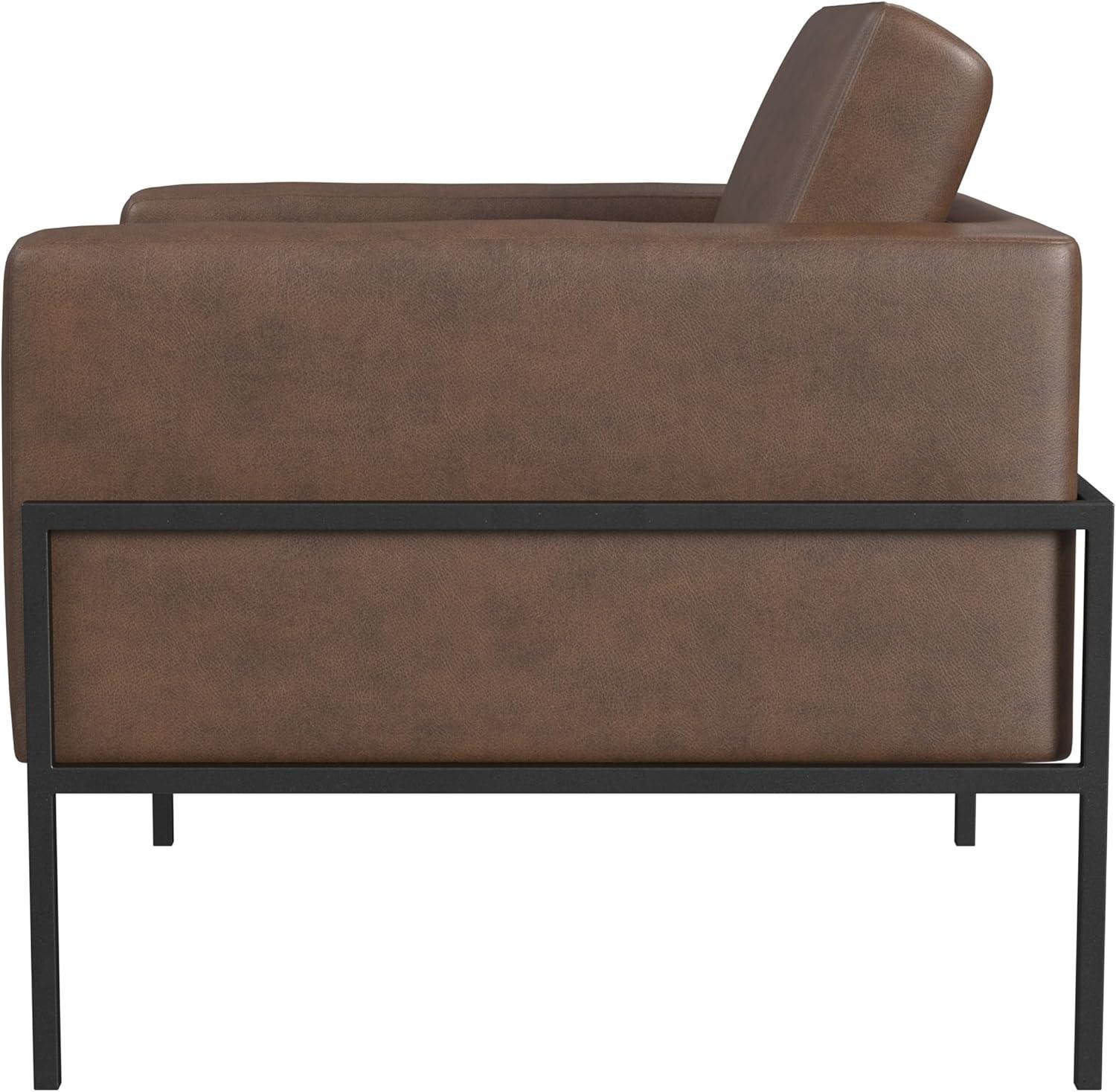 imageHomePop Modern Metal Frame Accent ChairHomepop Home DcorAccent Chairs for Living Room amp Bedroom Carmel Faux LeatherBrown Faux Leather