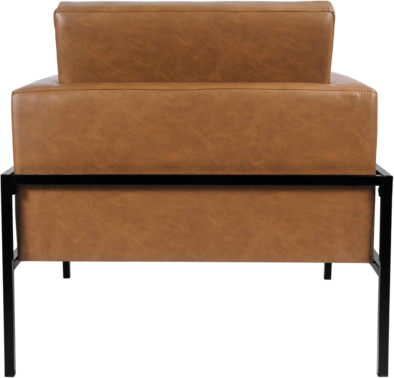 imageHomePop Modern Metal Frame Accent ChairHomepop Home DcorAccent Chairs for Living Room amp Bedroom Carmel Faux LeatherCarmel Faux Leather