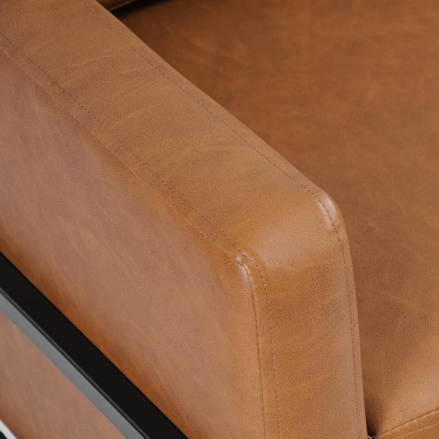 imageHomePop Modern Metal Frame Accent ChairHomepop Home DcorAccent Chairs for Living Room amp Bedroom Carmel Faux LeatherCarmel Faux Leather