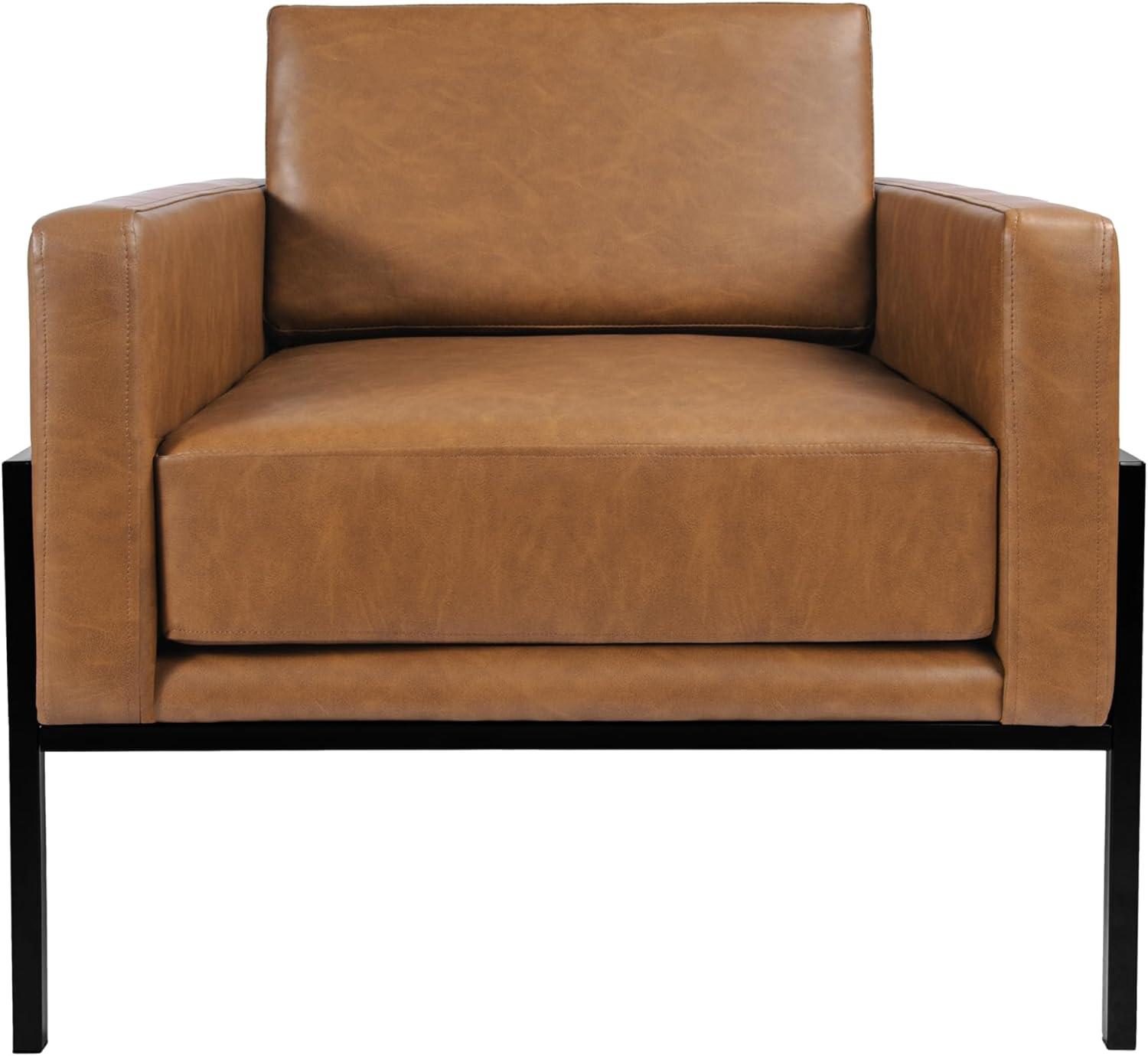 imageHomePop Modern Metal Frame Accent ChairHomepop Home DcorAccent Chairs for Living Room amp Bedroom Carmel Faux LeatherCarmel Faux Leather