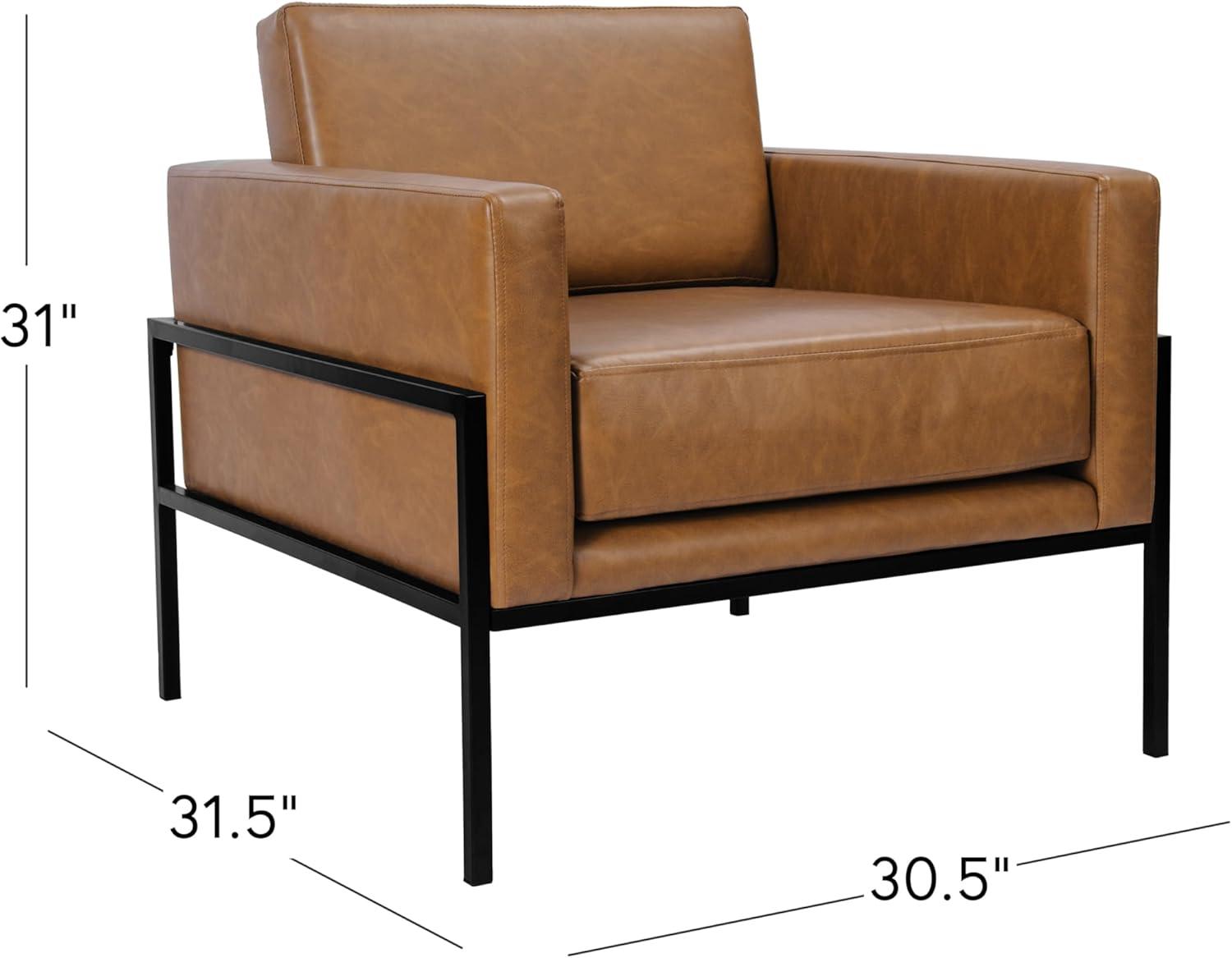 imageHomePop Modern Metal Frame Accent ChairHomepop Home DcorAccent Chairs for Living Room amp Bedroom Carmel Faux LeatherCarmel Faux Leather
