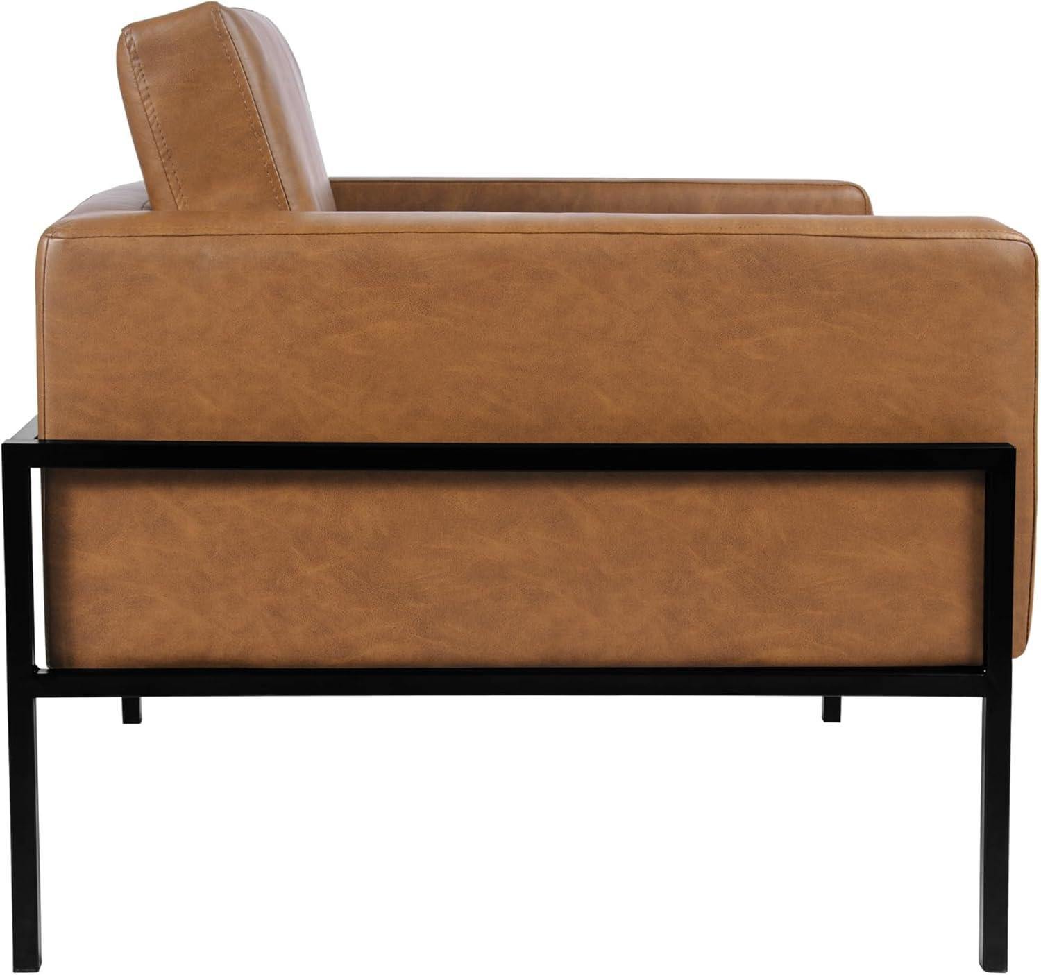 imageHomePop Modern Metal Frame Accent ChairHomepop Home DcorAccent Chairs for Living Room amp Bedroom Carmel Faux LeatherCarmel Faux Leather