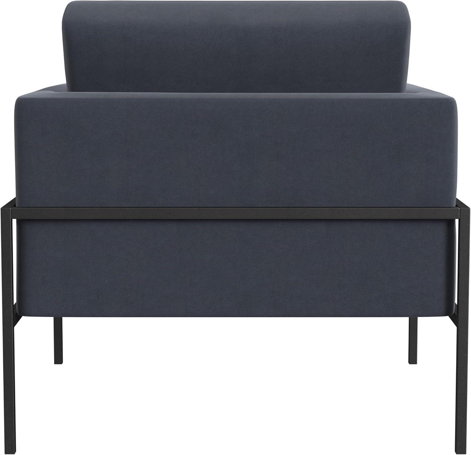 imageHomePop Modern Metal Frame Accent ChairHomepop Home DcorAccent Chairs for Living Room amp Bedroom Carmel Faux LeatherSteel Blue Velvet