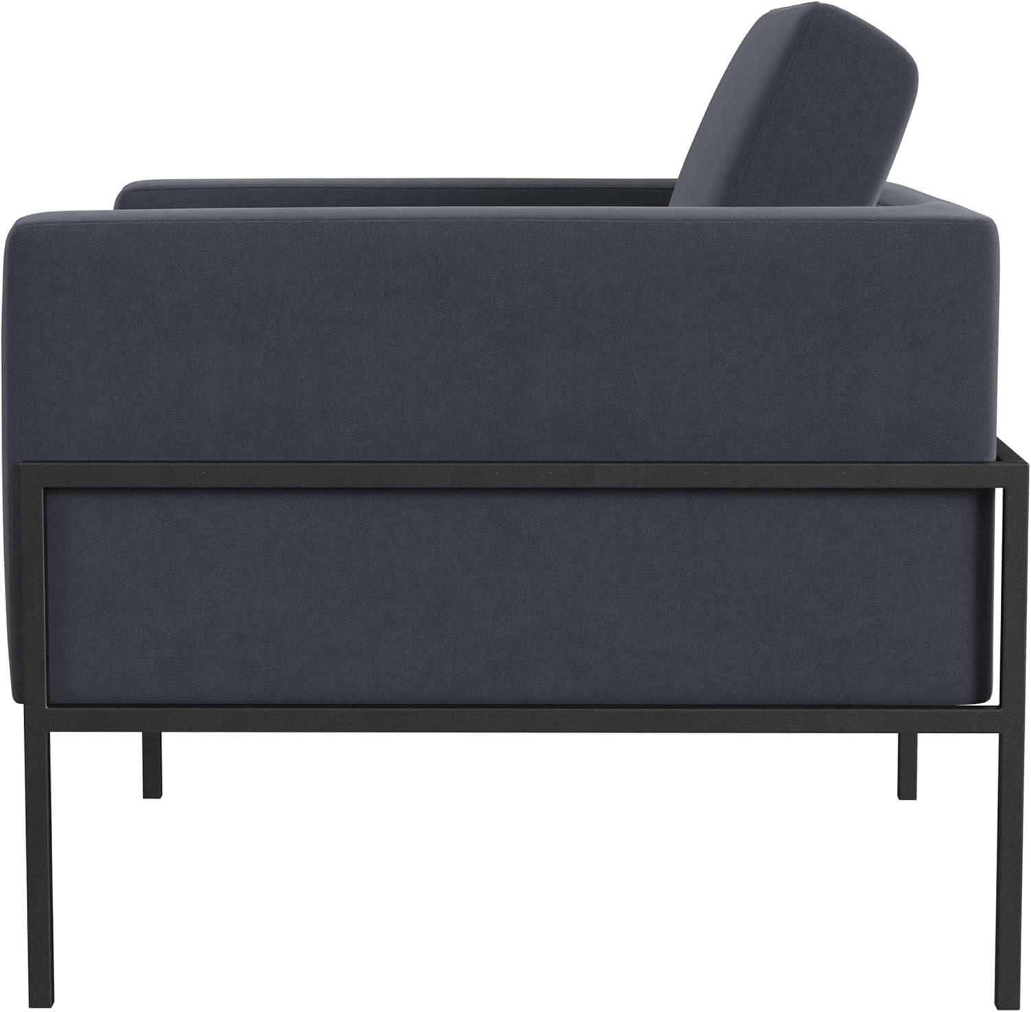 imageHomePop Modern Metal Frame Accent ChairHomepop Home DcorAccent Chairs for Living Room amp Bedroom Carmel Faux LeatherSteel Blue Velvet
