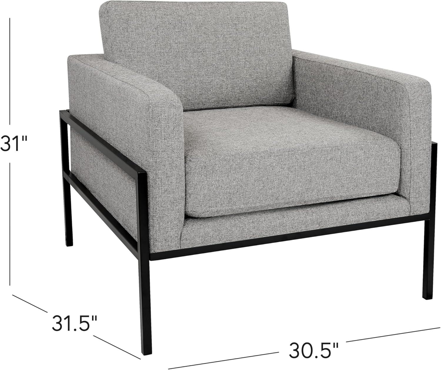imageHomePop Modern Metal Frame Accent ChairHomepop Home DcorAccent Chairs for Living Room amp Bedroom Carmel Faux LeatherSustainable Gray Woven