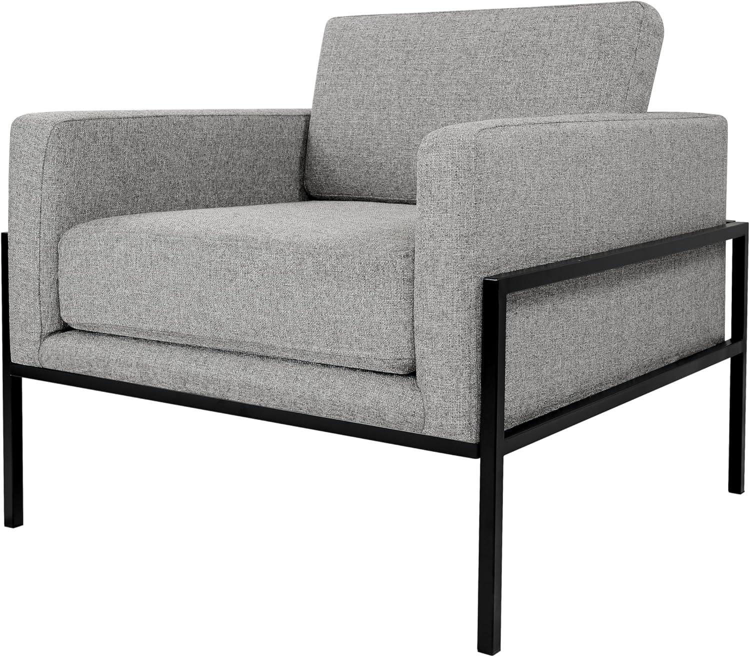 imageHomePop Modern Metal Frame Accent ChairHomepop Home DcorAccent Chairs for Living Room amp Bedroom Carmel Faux LeatherSustainable Gray Woven