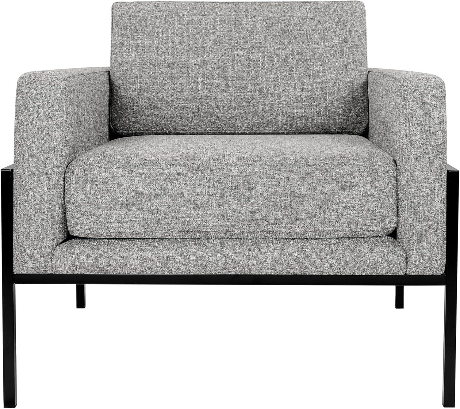imageHomePop Modern Metal Frame Accent ChairHomepop Home DcorAccent Chairs for Living Room amp Bedroom Carmel Faux LeatherSustainable Gray Woven