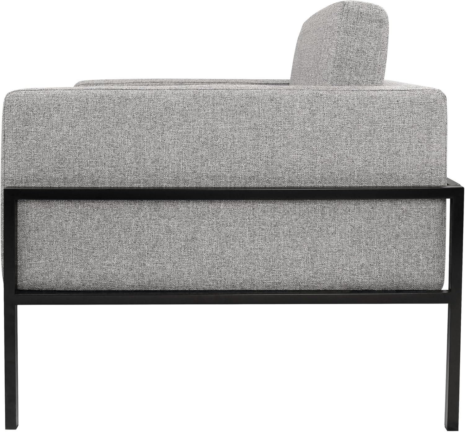 imageHomePop Modern Metal Frame Accent ChairHomepop Home DcorAccent Chairs for Living Room amp Bedroom Carmel Faux LeatherSustainable Gray Woven