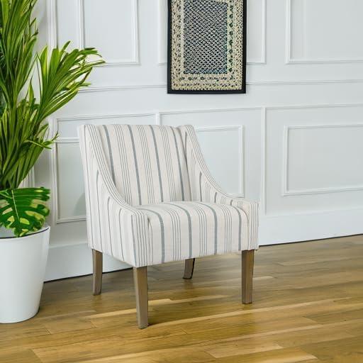 imageHomePop Modern Swoop Arm Accent Chair Blue Stripes