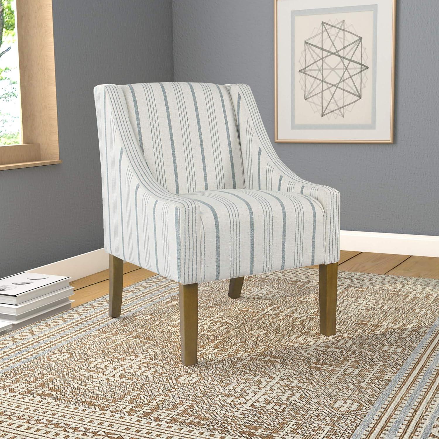 imageHomePop Modern Swoop Arm Accent Chair Blue Stripes