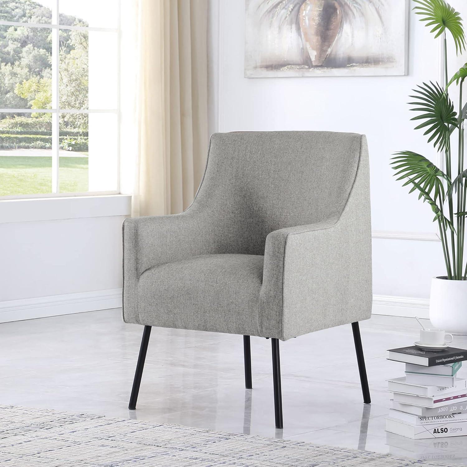 imageHomePop Mordern Accent Chair Homepop Home Dcor Accent Chairs for Living Room amp Bedroom Fabric Reading Living Room Side Chair Single Sofa with Lounge Seat and Metal Legs Green VelvetSustainable Gray Woven