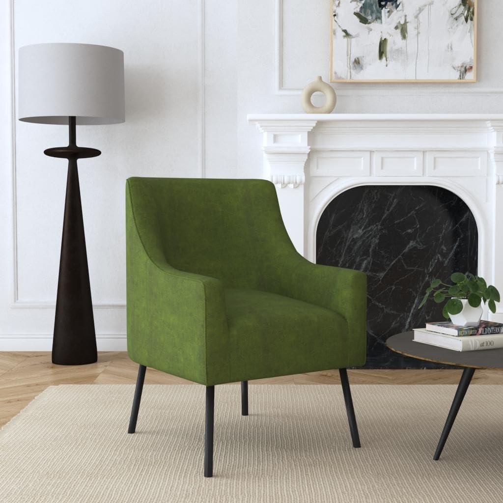 imageHomePop Mordern Accent Chair Homepop Home Dcor Accent Chairs for Living Room amp Bedroom Fabric Reading Living Room Side Chair Single Sofa with Lounge Seat and Metal Legs Green VelvetGreen Velvet