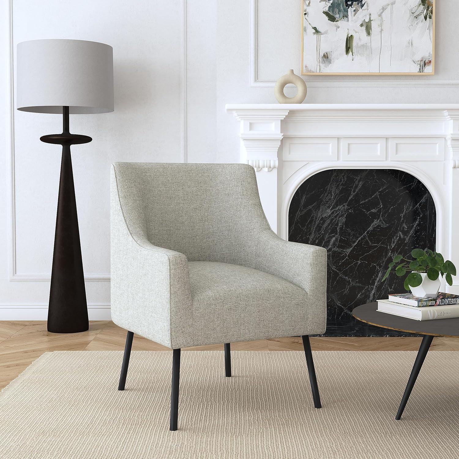 imageHomePop Mordern Accent Chair Homepop Home Dcor Accent Chairs for Living Room amp Bedroom Fabric Reading Living Room Side Chair Single Sofa with Lounge Seat and Metal Legs Green VelvetSustainable Gray Woven