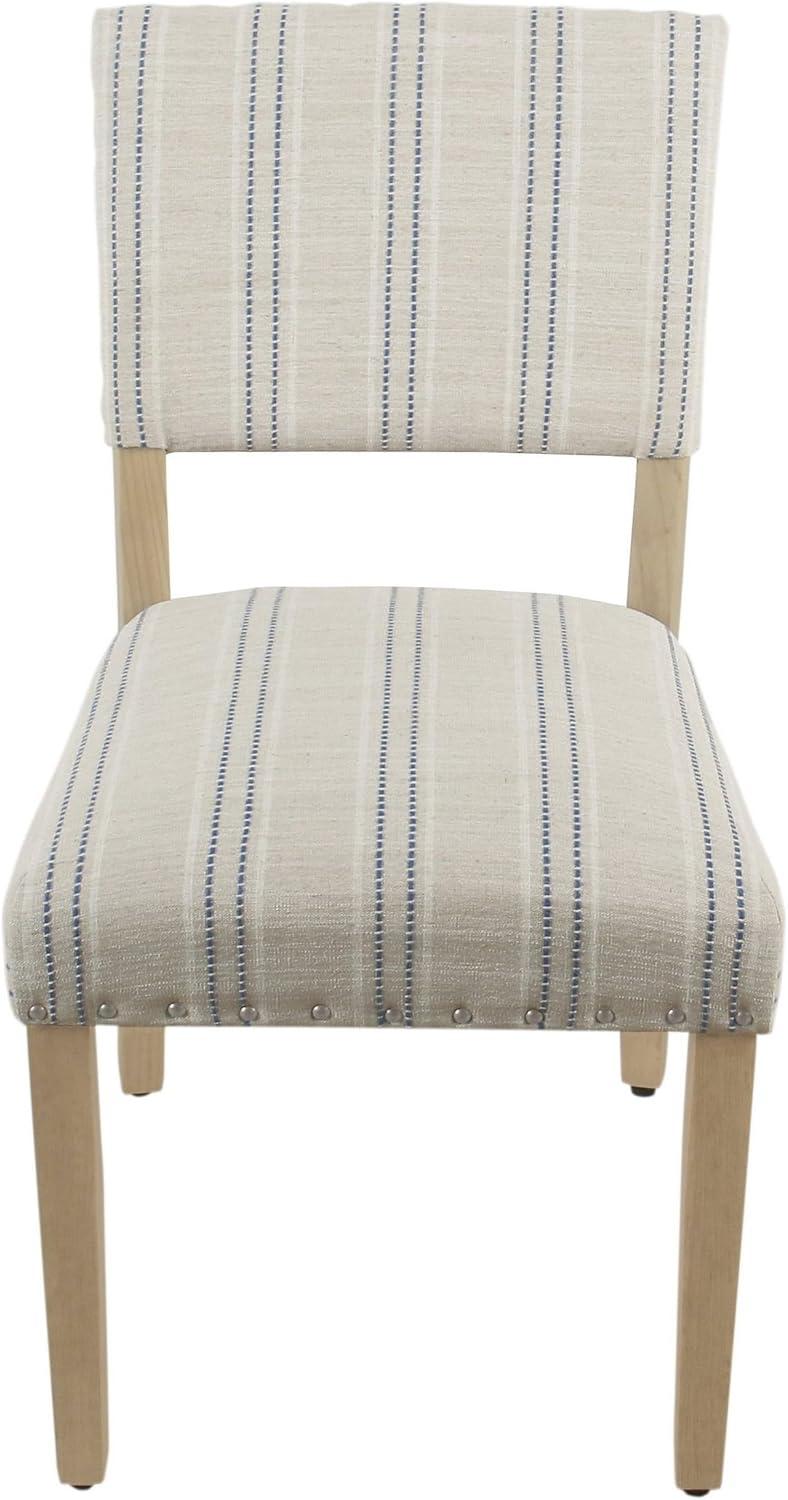 imageHomePop Open Back Dining Chair Upholstered Dining Chairs Dining Chairs Set of 2 with Nailhead Trim Decorative Home Furniture Gray WovenBlue and White Stripes