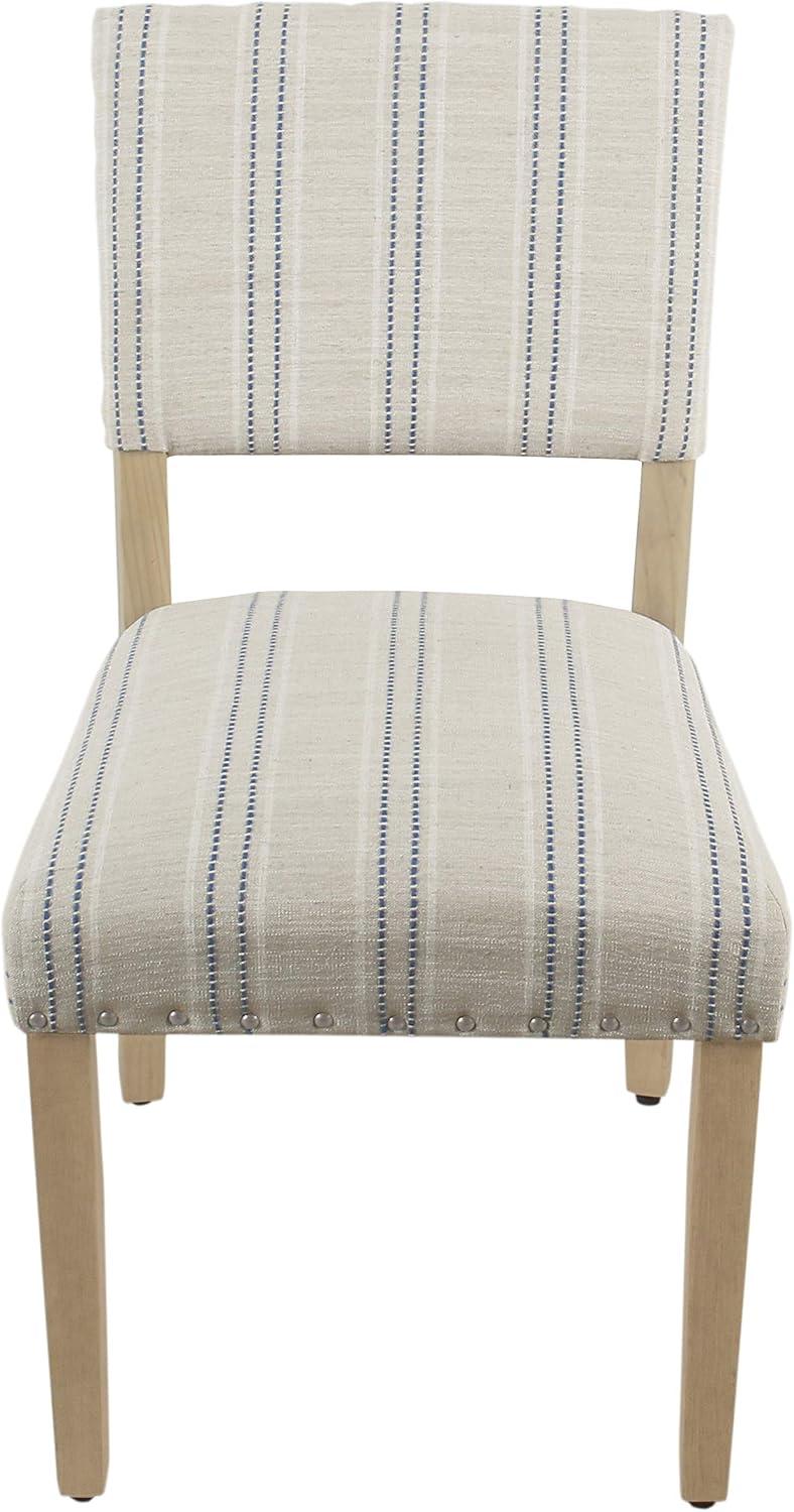imageHomePop Open Back Dining Chair Upholstered Dining Chairs Dining Chairs Set of 2 with Nailhead Trim Decorative Home Furniture Gray WovenBlue and White Stripes