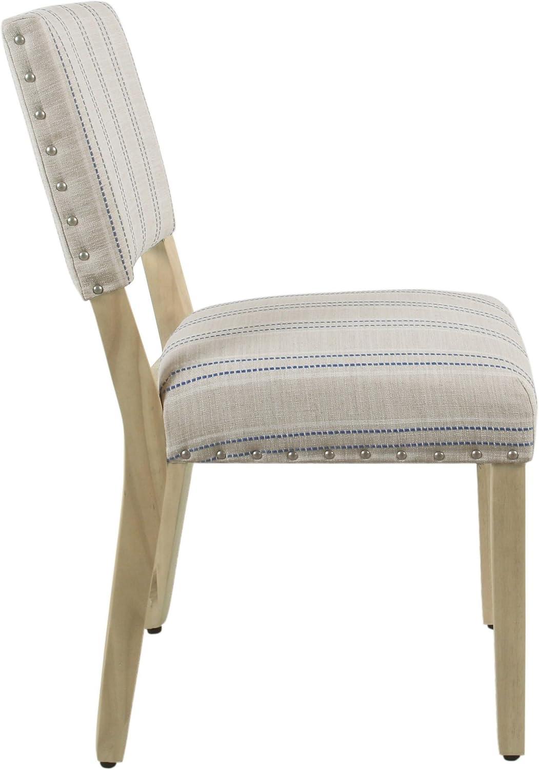 imageHomePop Open Back Dining Chair Upholstered Dining Chairs Dining Chairs Set of 2 with Nailhead Trim Decorative Home Furniture Gray WovenBlue and White Stripes