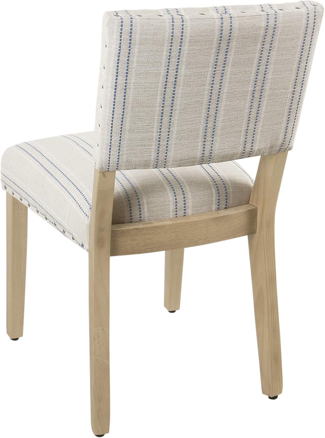 imageHomePop Open Back Dining Chair Upholstered Dining Chairs Dining Chairs Set of 2 with Nailhead Trim Decorative Home Furniture Gray WovenBlue and White Stripes