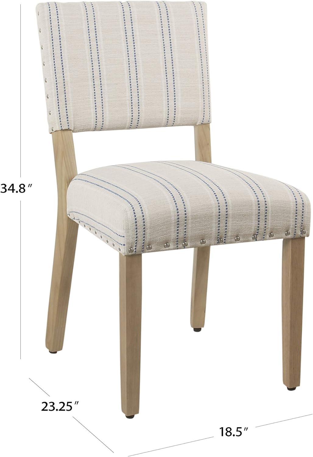 imageHomePop Open Back Dining Chair Upholstered Dining Chairs Dining Chairs Set of 2 with Nailhead Trim Decorative Home Furniture Gray WovenBlue and White Stripes