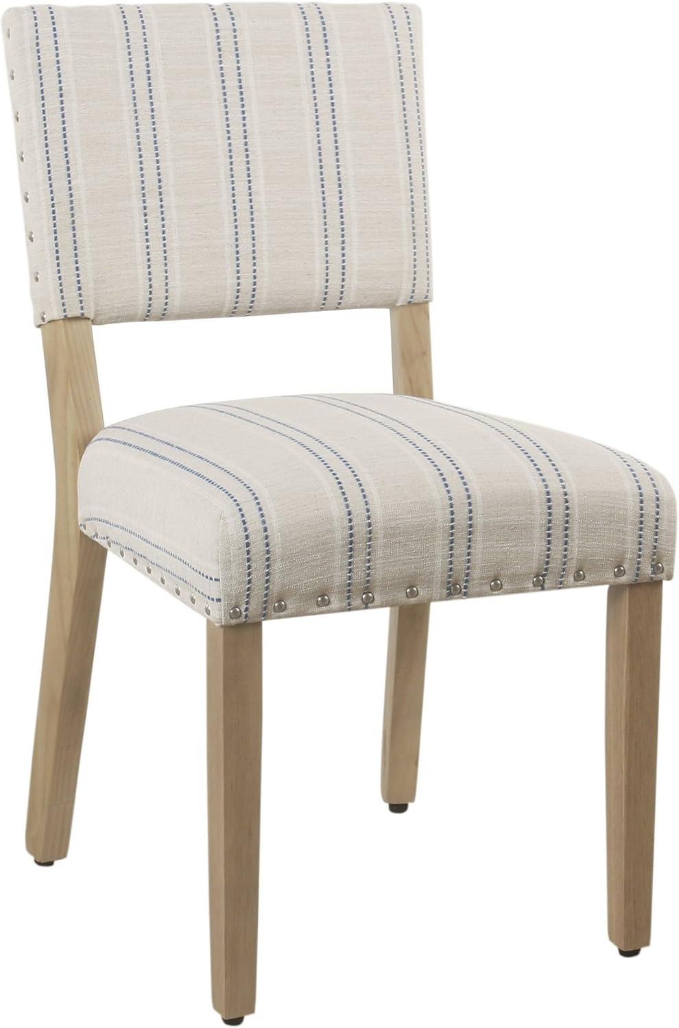imageHomePop Open Back Dining Chair Upholstered Dining Chairs Dining Chairs Set of 2 with Nailhead Trim Decorative Home Furniture Gray WovenBlue and White Stripes