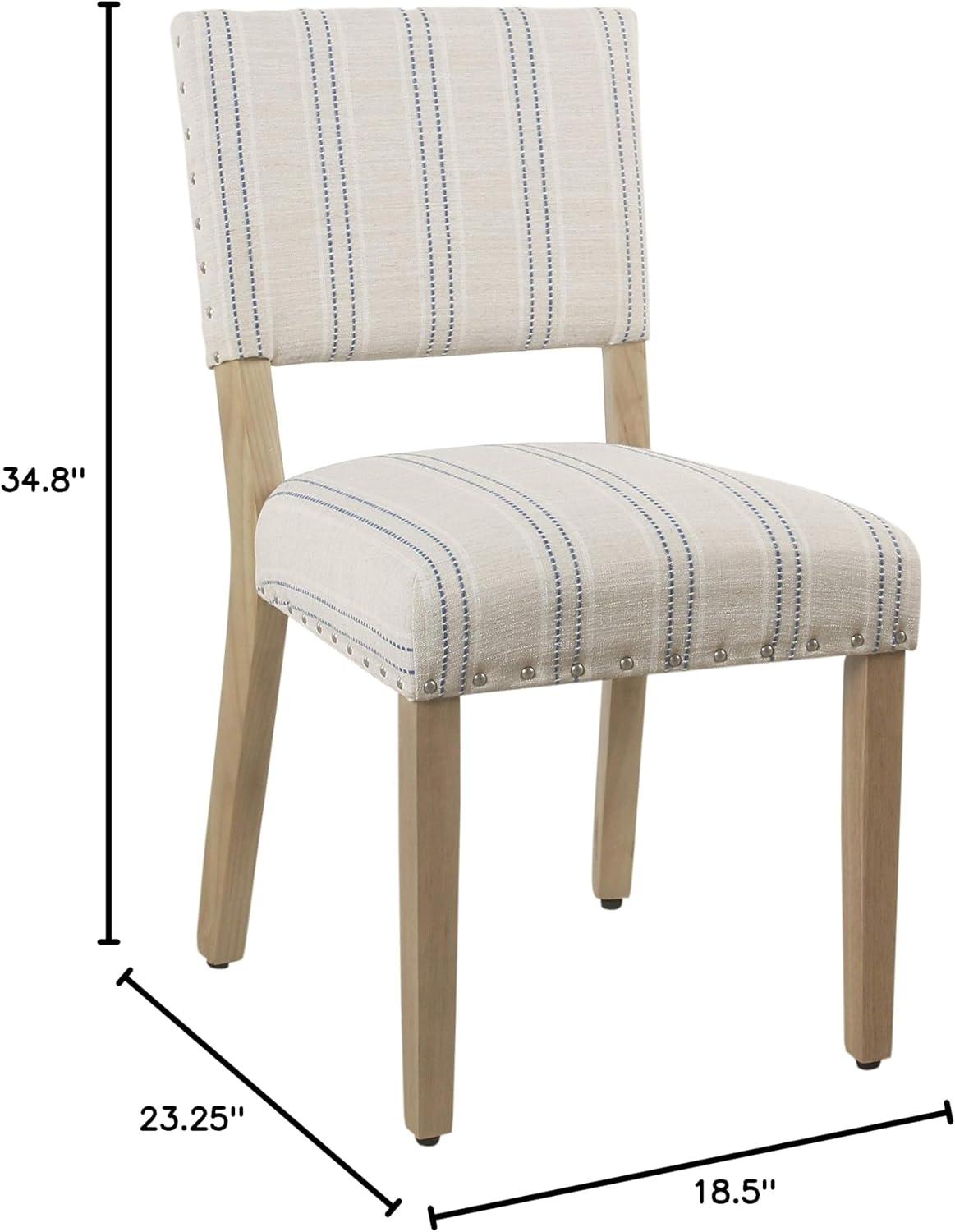 imageHomePop Open Back Dining Chair Upholstered Dining Chairs Dining Chairs Set of 2 with Nailhead Trim Decorative Home Furniture Gray WovenBlue and White Stripes