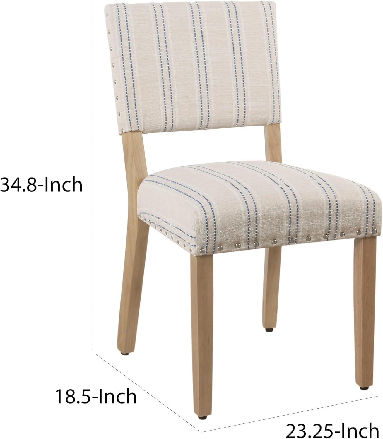 imageHomePop Open Back Dining Chair Upholstered Dining Chairs Dining Chairs Set of 2 with Nailhead Trim Decorative Home Furniture Gray WovenBlue and White Stripes