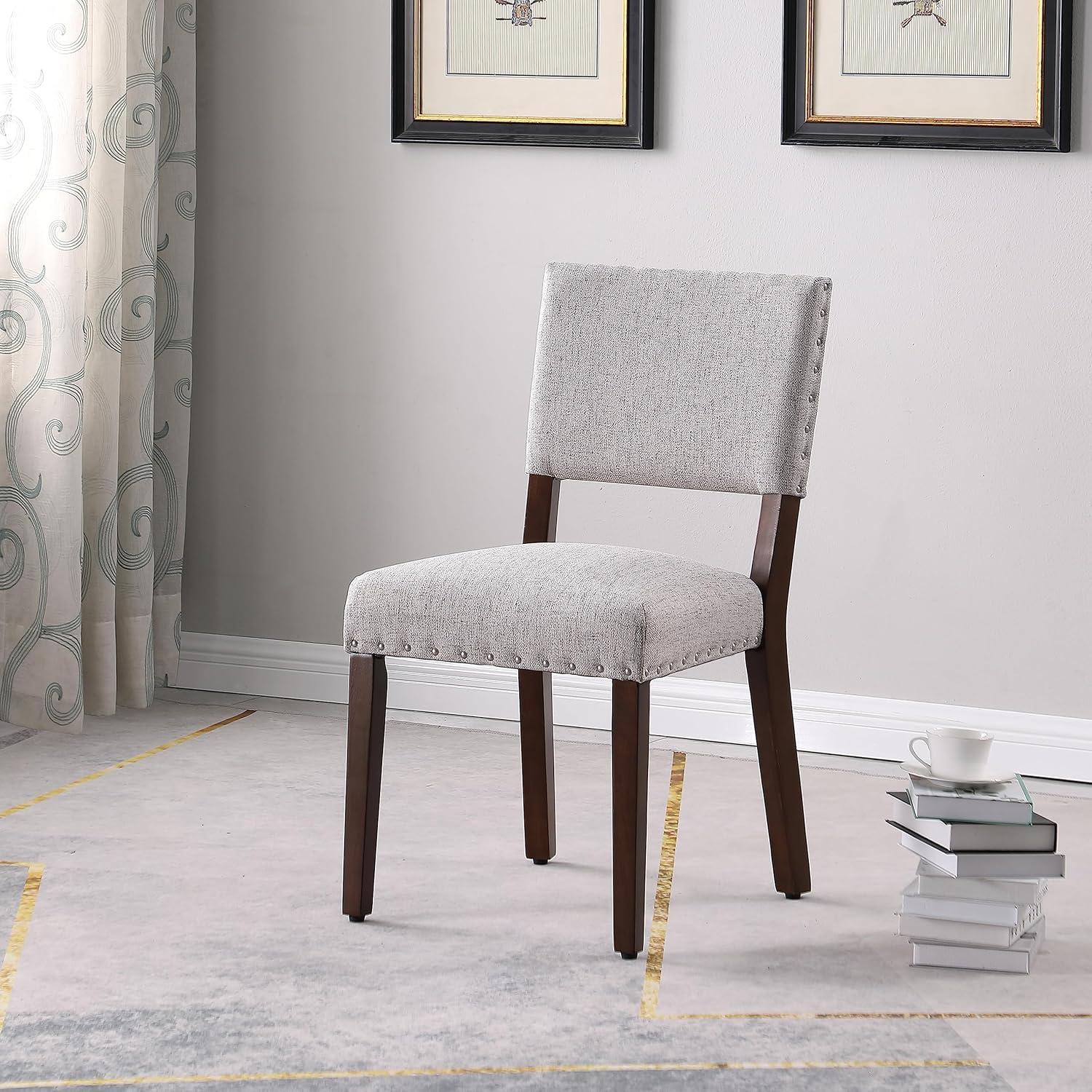 imageHomePop Open Back Dining Chair Upholstered Dining Chairs Dining Chairs Set of 2 with Nailhead Trim Decorative Home Furniture Gray WovenGray Woven