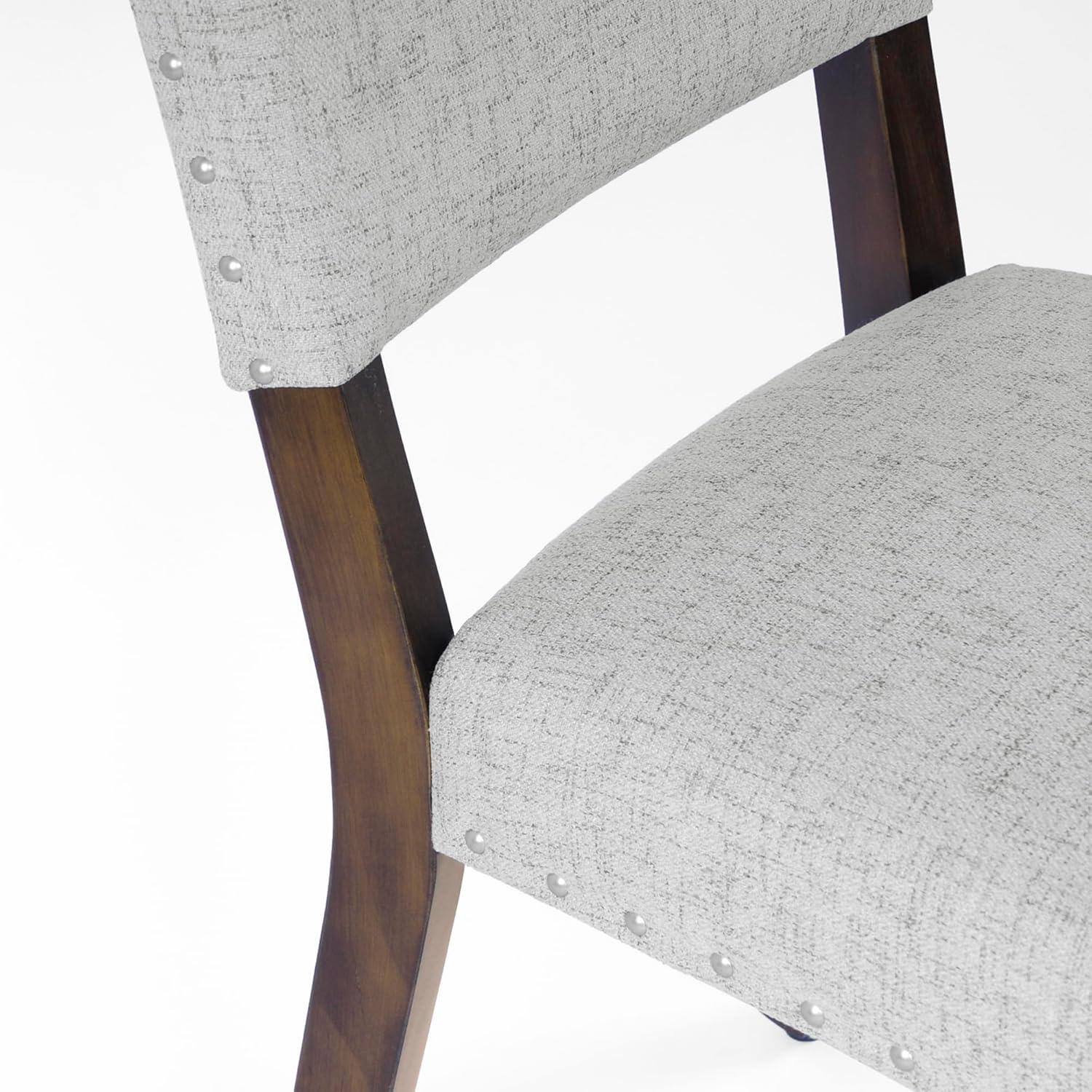 imageHomePop Open Back Dining Chair Upholstered Dining Chairs Dining Chairs Set of 2 with Nailhead Trim Decorative Home Furniture Gray WovenGray Woven