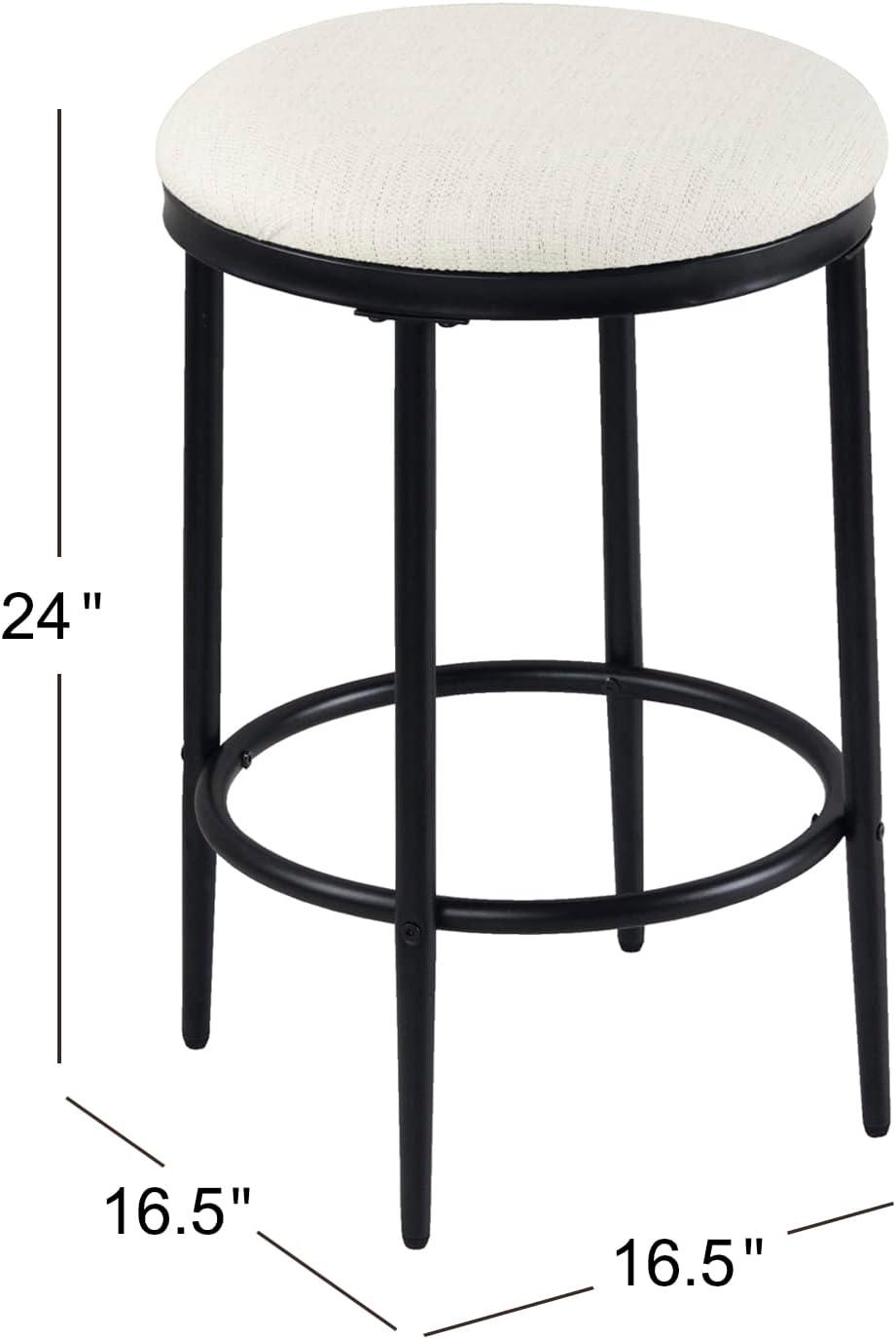 imageHomePop Upholstered Metal Barstool Fabric Side Chairs for Dining Room Kitchen and Living Room Small Green Medallion Ikat PrintCream