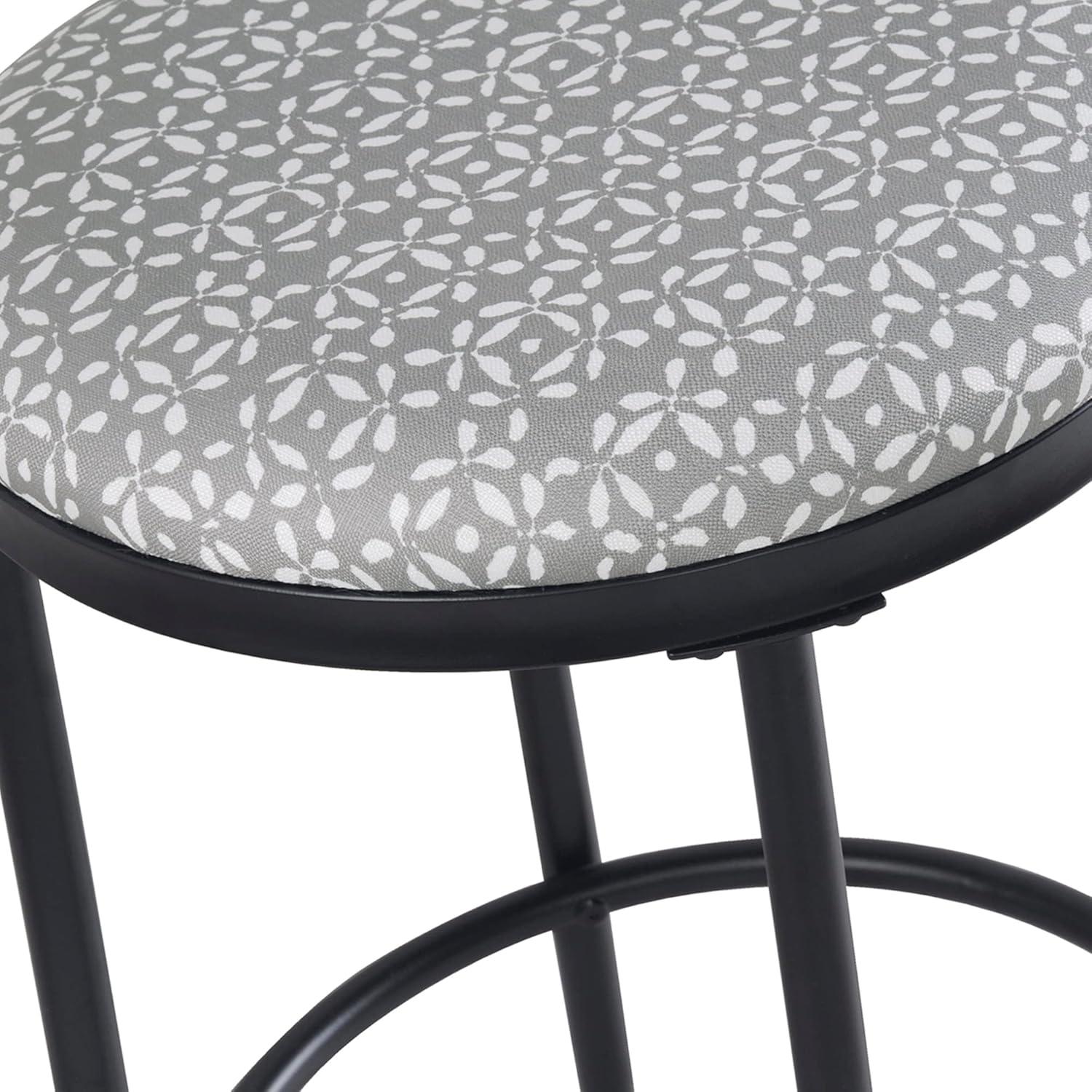 imageHomePop Upholstered Metal Barstool Fabric Side Chairs for Dining Room Kitchen and Living Room Small Green Medallion Ikat PrintLight Grey