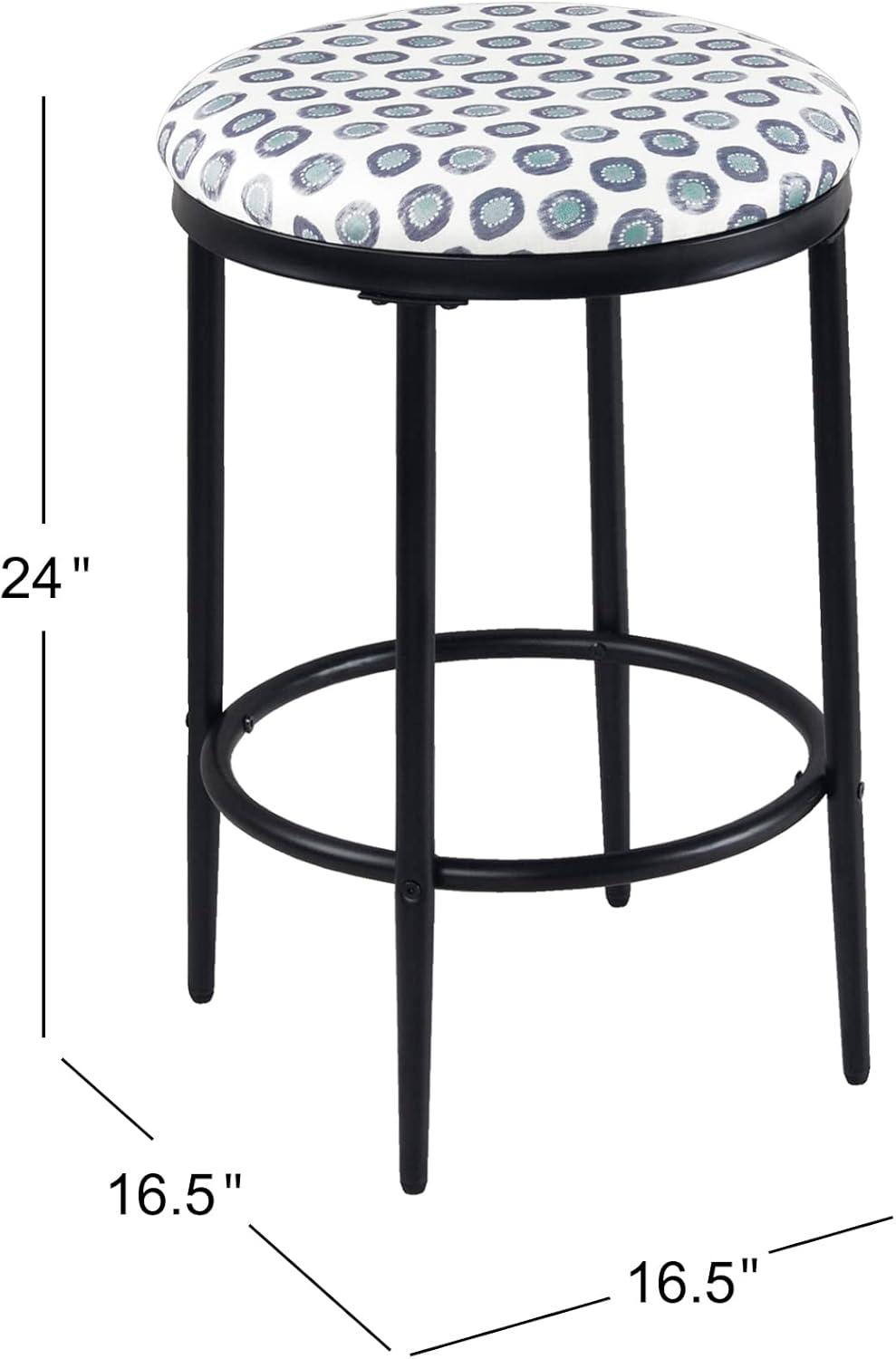 imageHomePop Upholstered Metal Barstool Fabric Side Chairs for Dining Room Kitchen and Living Room Small Green Medallion Ikat PrintMulti Green