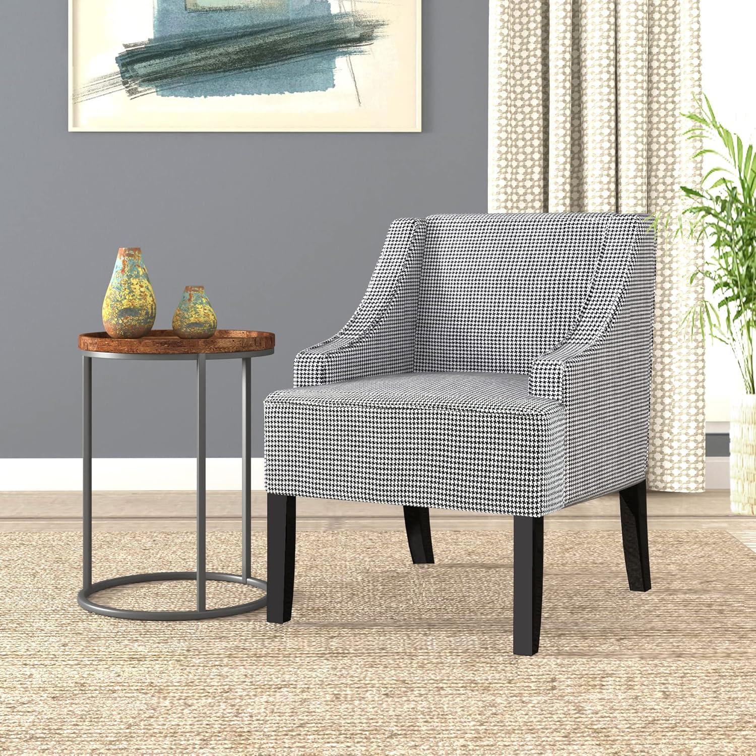 imageHomePop Velvet Swoop Arm Accent Chair Suri BlueBlack and White