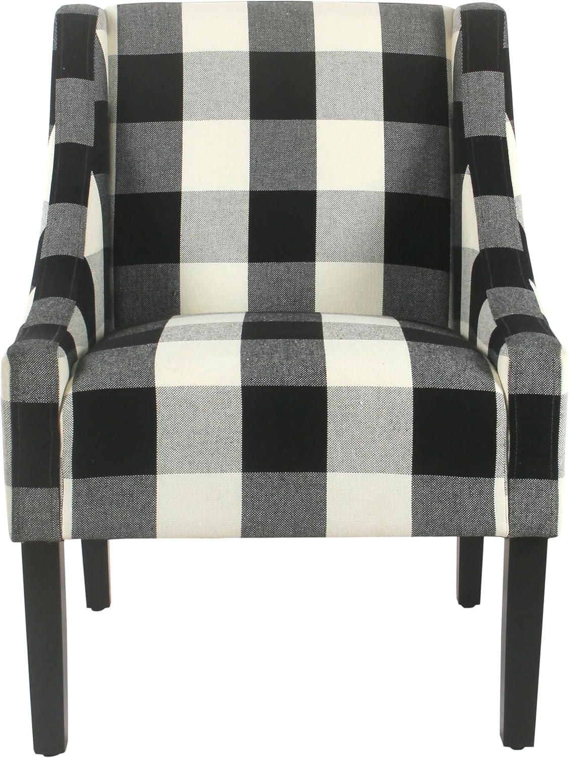 imageHomePop Velvet Swoop Arm Accent Chair Suri BlueBuffalo Black Plaid