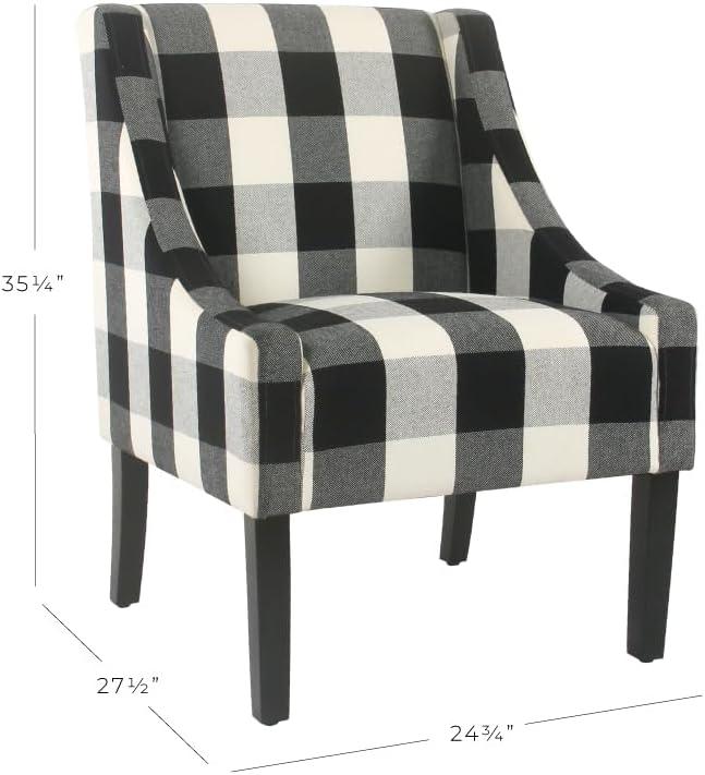 imageHomePop Velvet Swoop Arm Accent Chair Suri BlueBuffalo Black Plaid