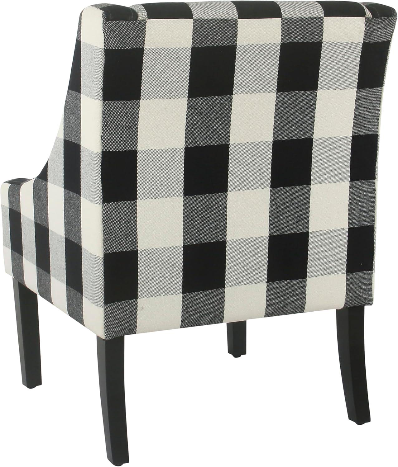 imageHomePop Velvet Swoop Arm Accent Chair Suri BlueBuffalo Black Plaid
