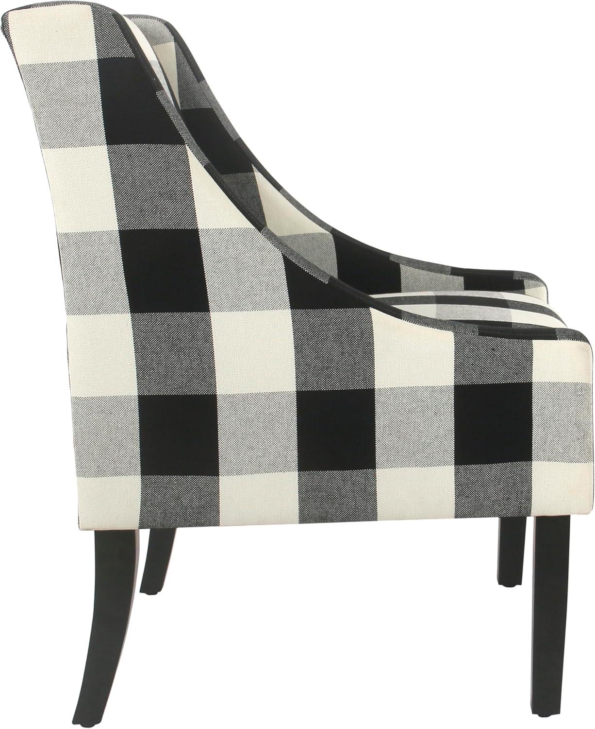 imageHomePop Velvet Swoop Arm Accent Chair Suri BlueBuffalo Black Plaid