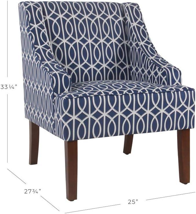imageHomePop Velvet Swoop Arm Accent Chair Suri BlueClassic Navy Geometric