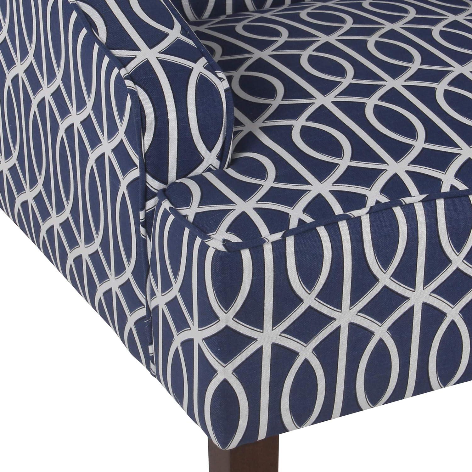 imageHomePop Velvet Swoop Arm Accent Chair Suri BlueClassic Navy Geometric